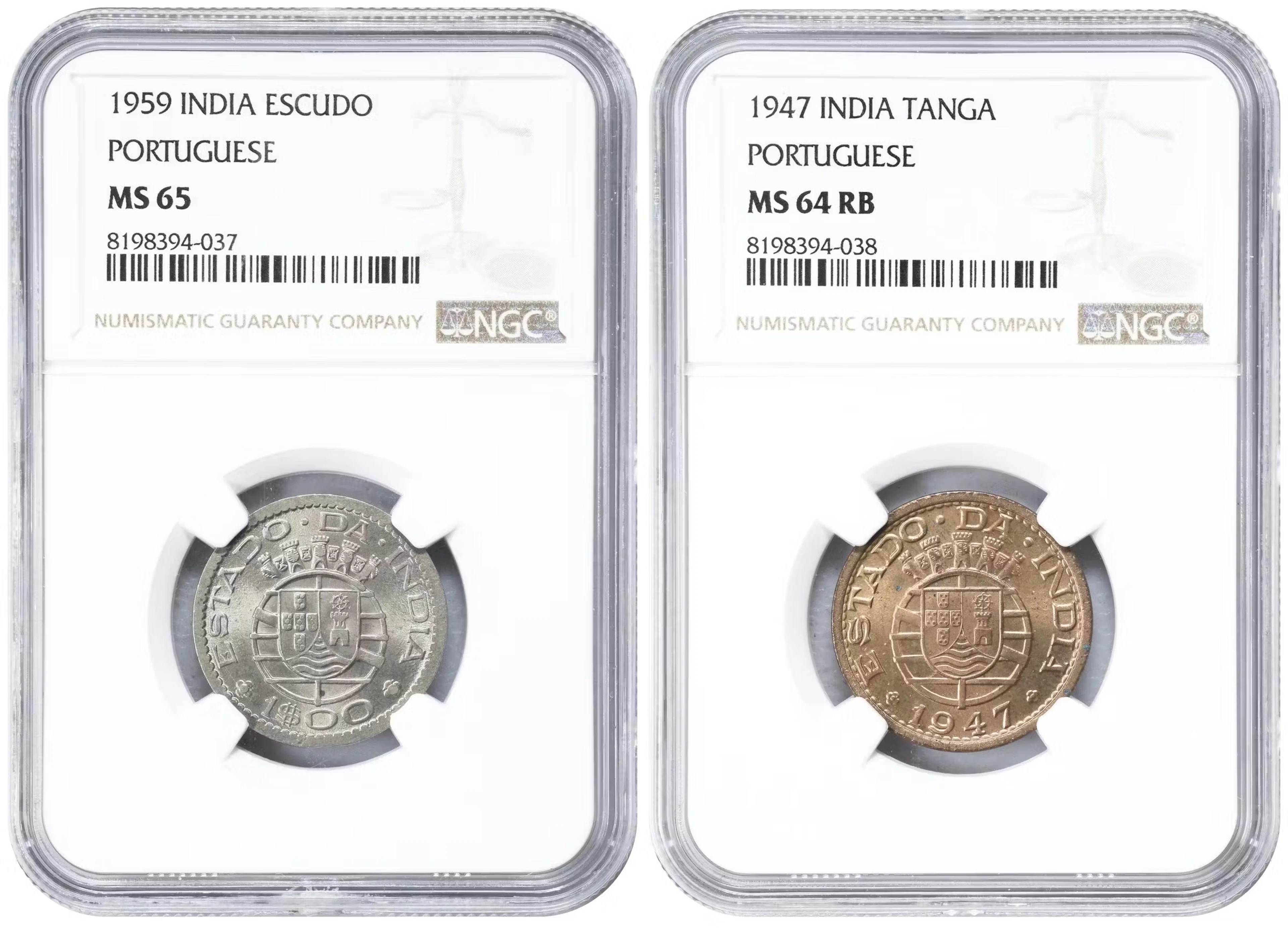 INDIA. Portuguese India. Duo of Mixed Denominations (2 Pieces), 1947