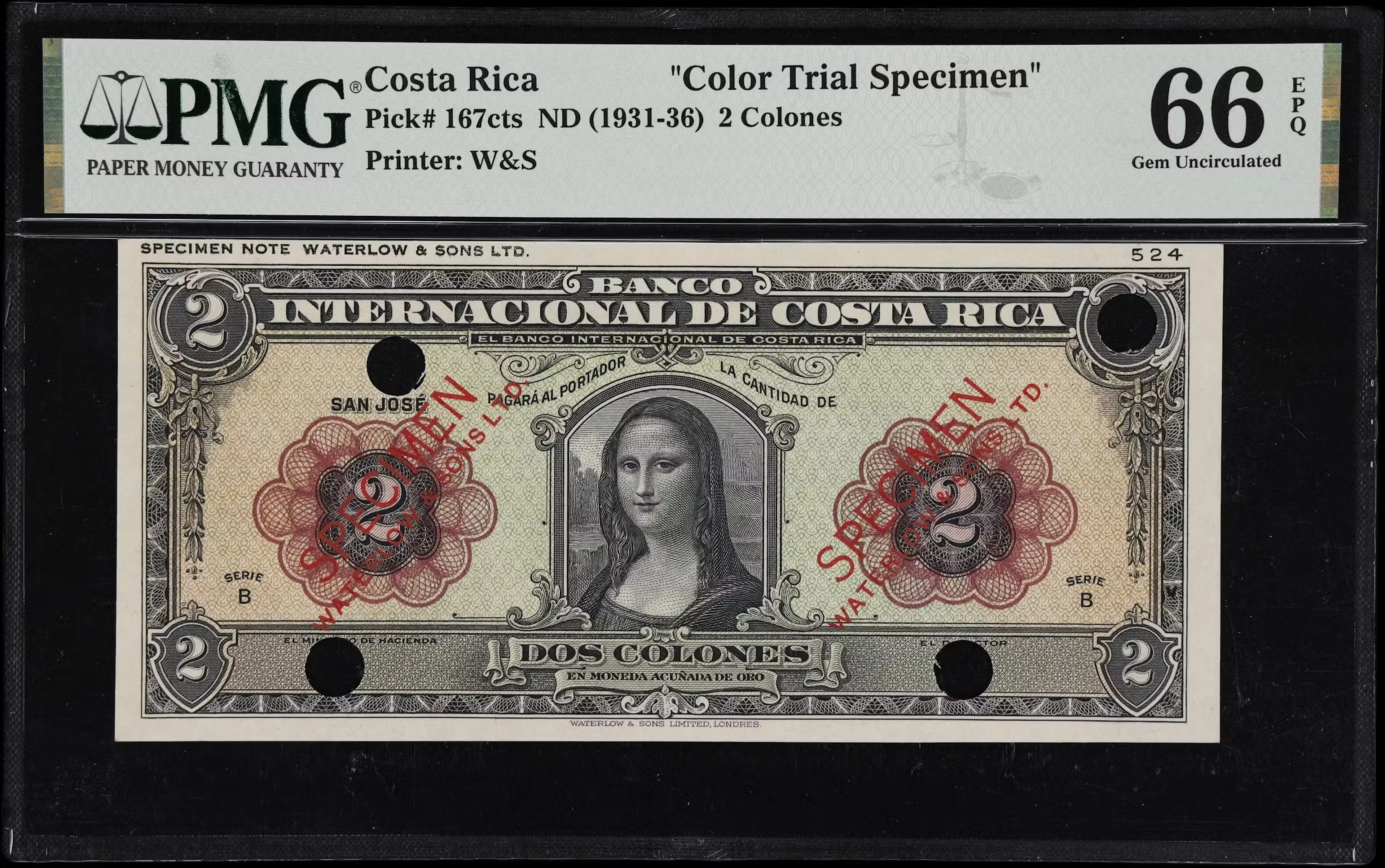COSTA RICA. Banco Internacional de Costa Rica. 2 Colones, ND (1931-36).