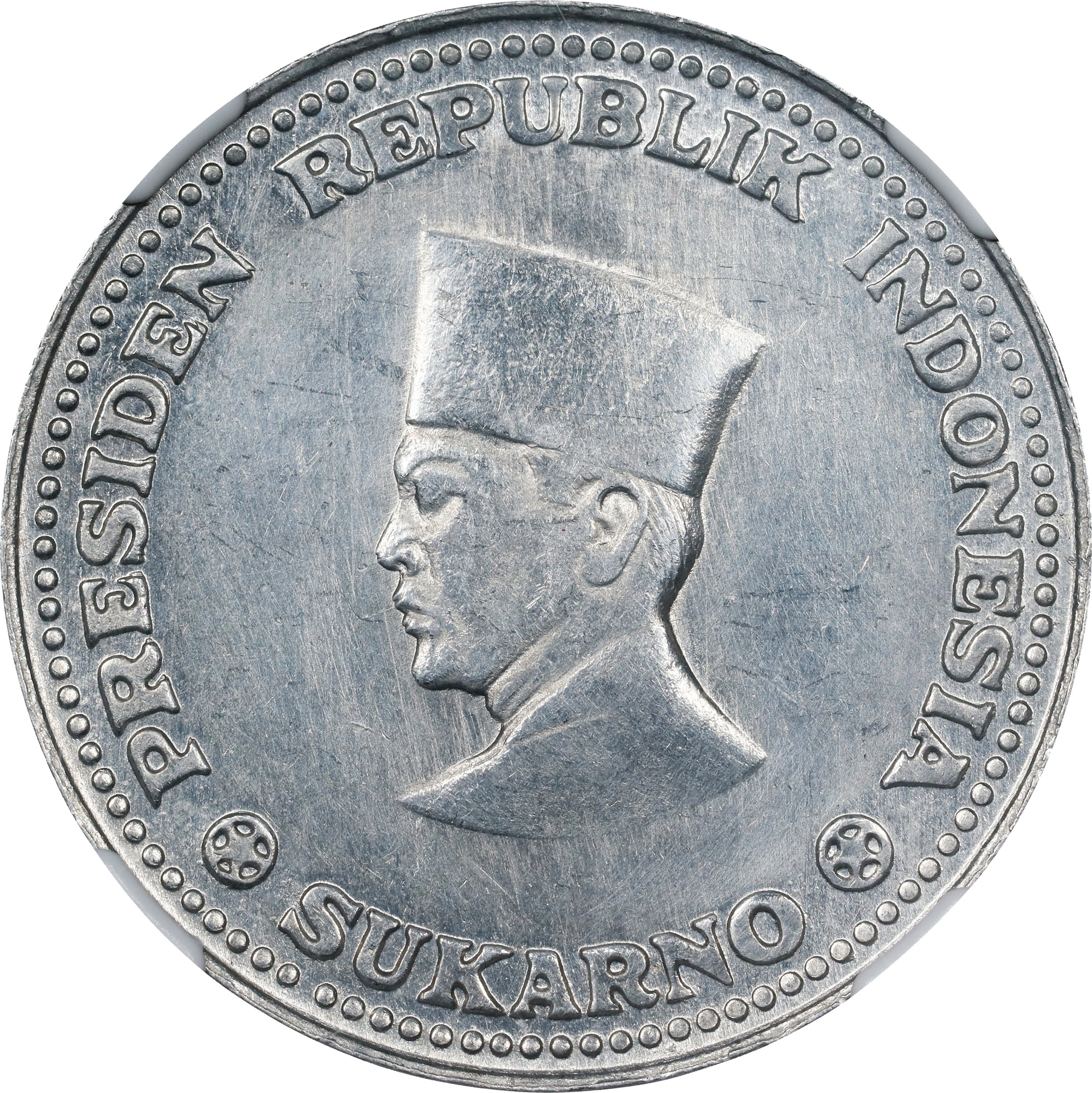 INDONESIA. Aluminum 2-1/2 Rupiah Pattern, 1963. NGC Unc Details--Cleaned.