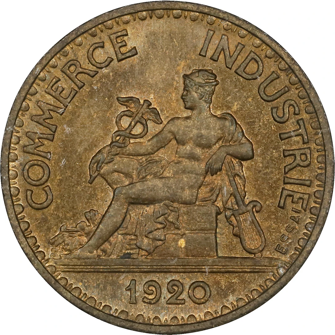 FRANCE. Aluminum-Bronze 50 Centimes Essai (Pattern) Piefort, 1920.