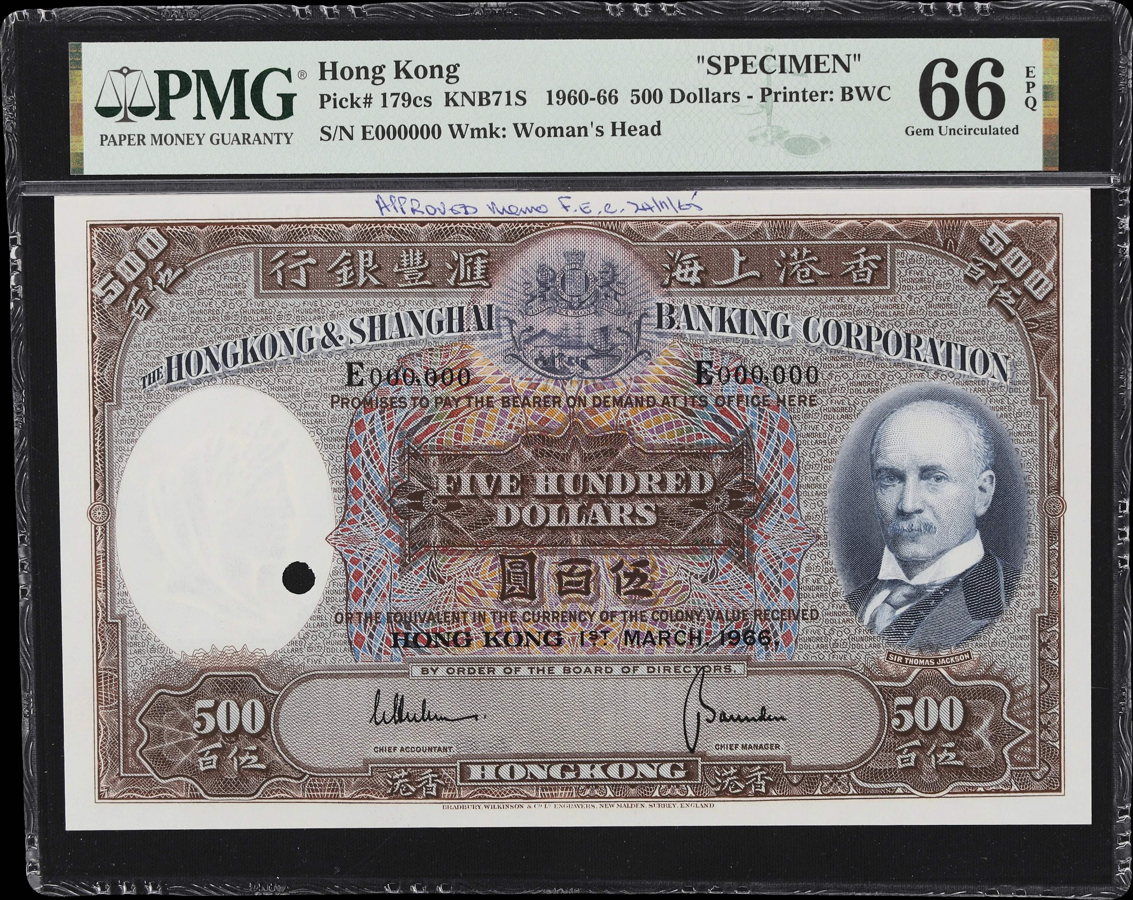 HONG KONG (SAR). Hong Kong & Shanghai Banking Corporation. 500 Dollars
