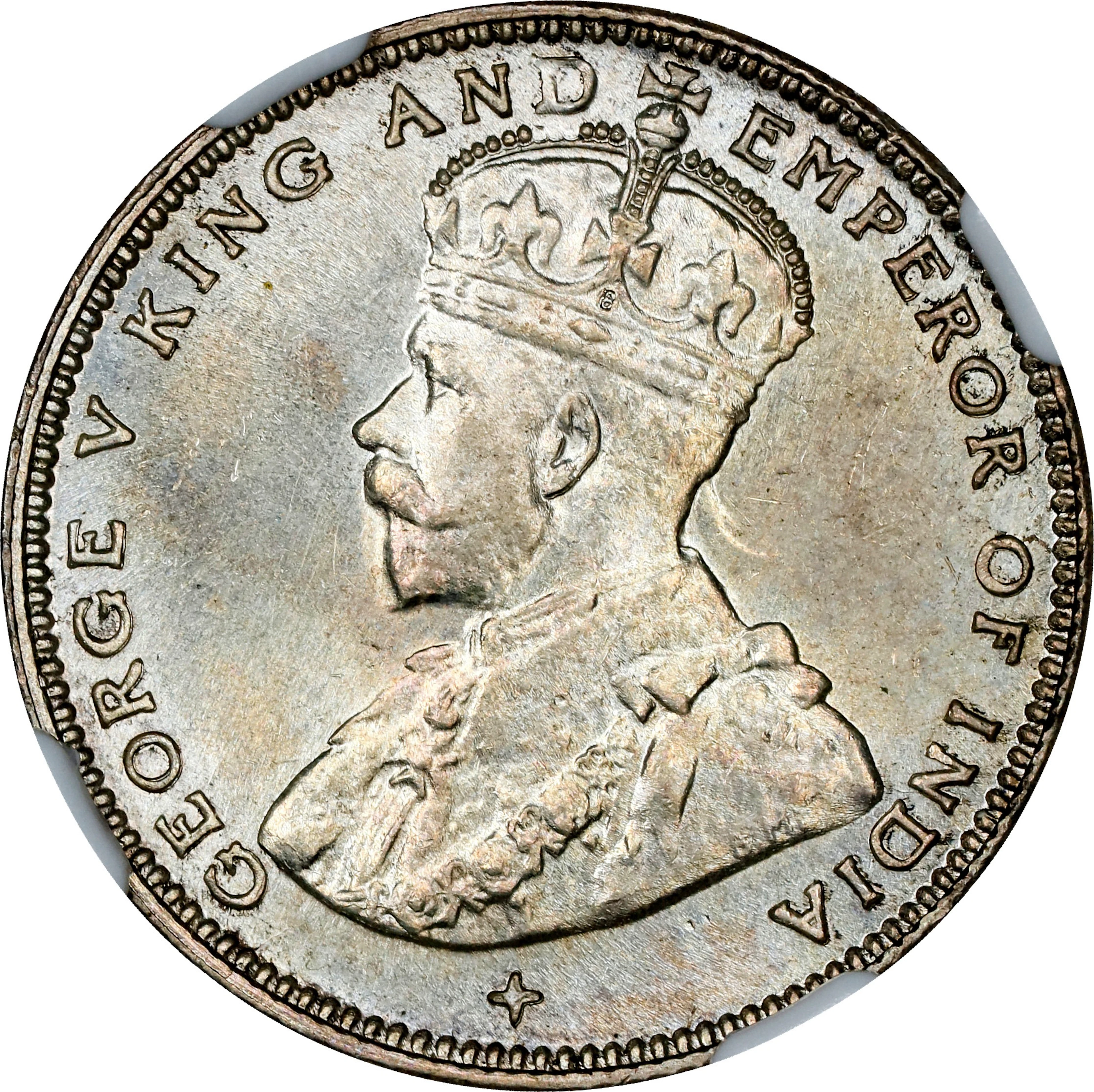 STRAITS SETTLEMENTS. 20 Cents, 1919-B. Bombay Mint. George V. NGC MS-65.