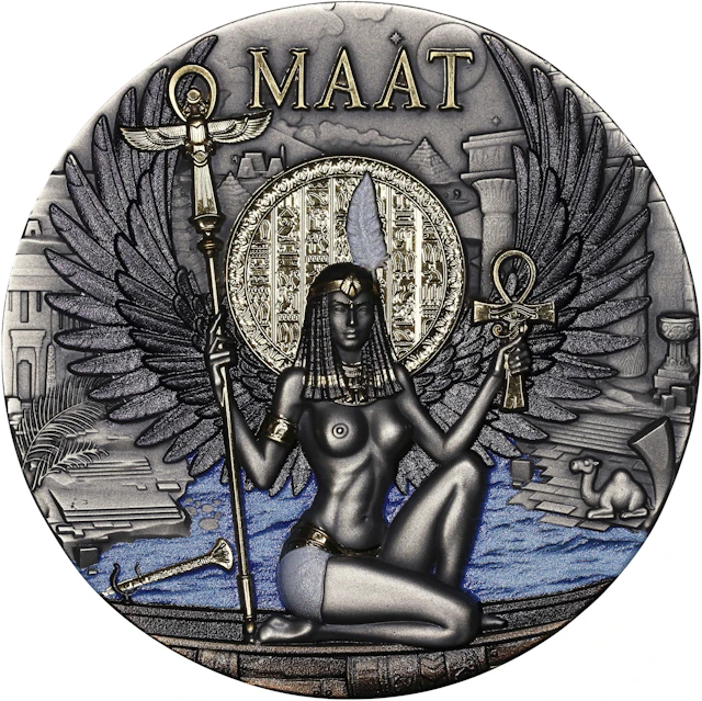 (2 oz, 62.208 g ASW). Cameroon. 2026 Maat Echoes of Egypt 2 oz Silver