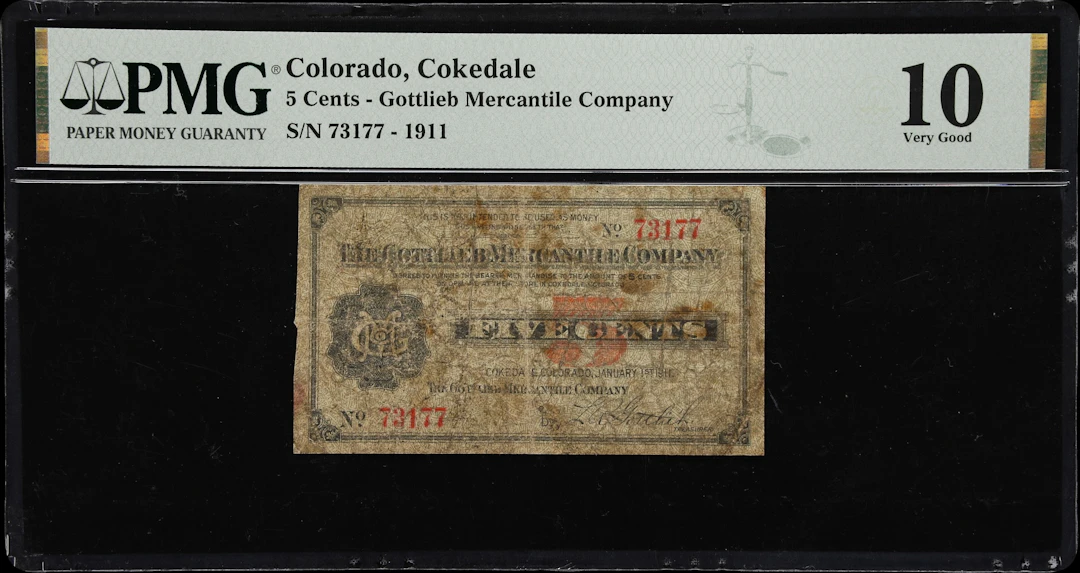 Cokedale, Colorado. Gottlieb Mercantile Company. 1911 5 Cents. PMG