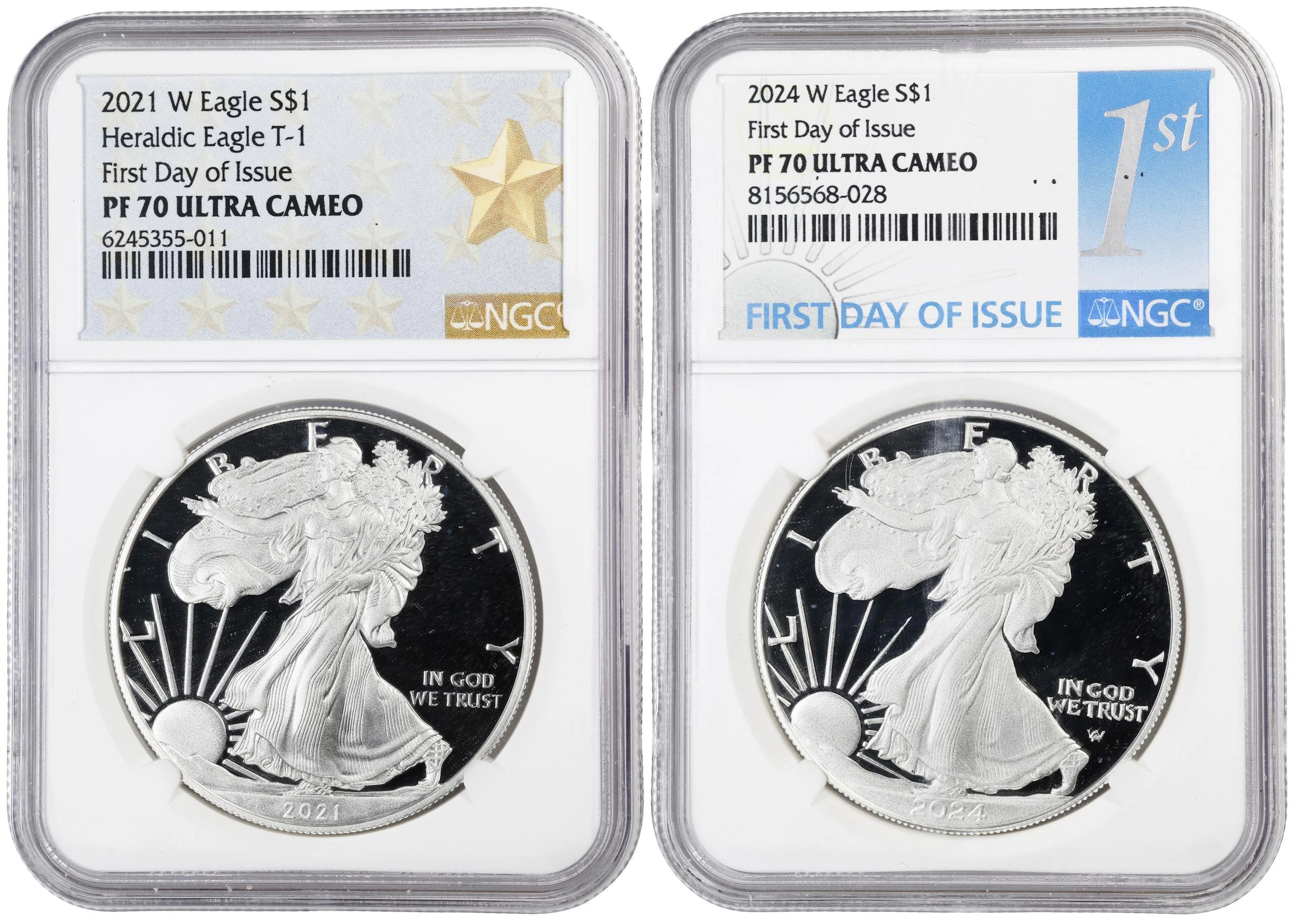 (2 oz, 62.208 g ASW). Lot of (2) Mixed Date American Silver Eagles.