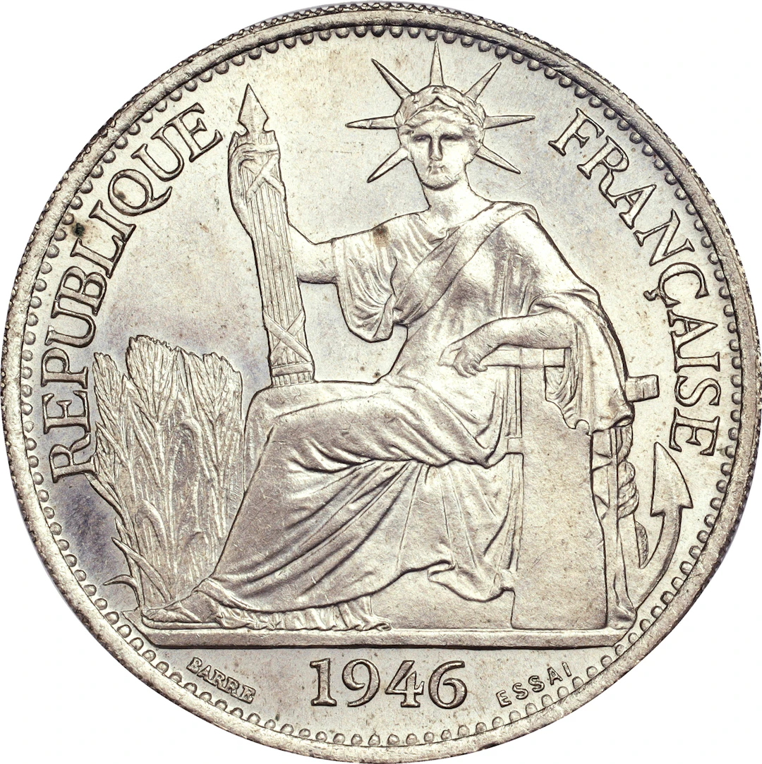 FRENCH INDO-CHINA. Copper-Nickel 50 Centimes Essai (Pattern), 1946.