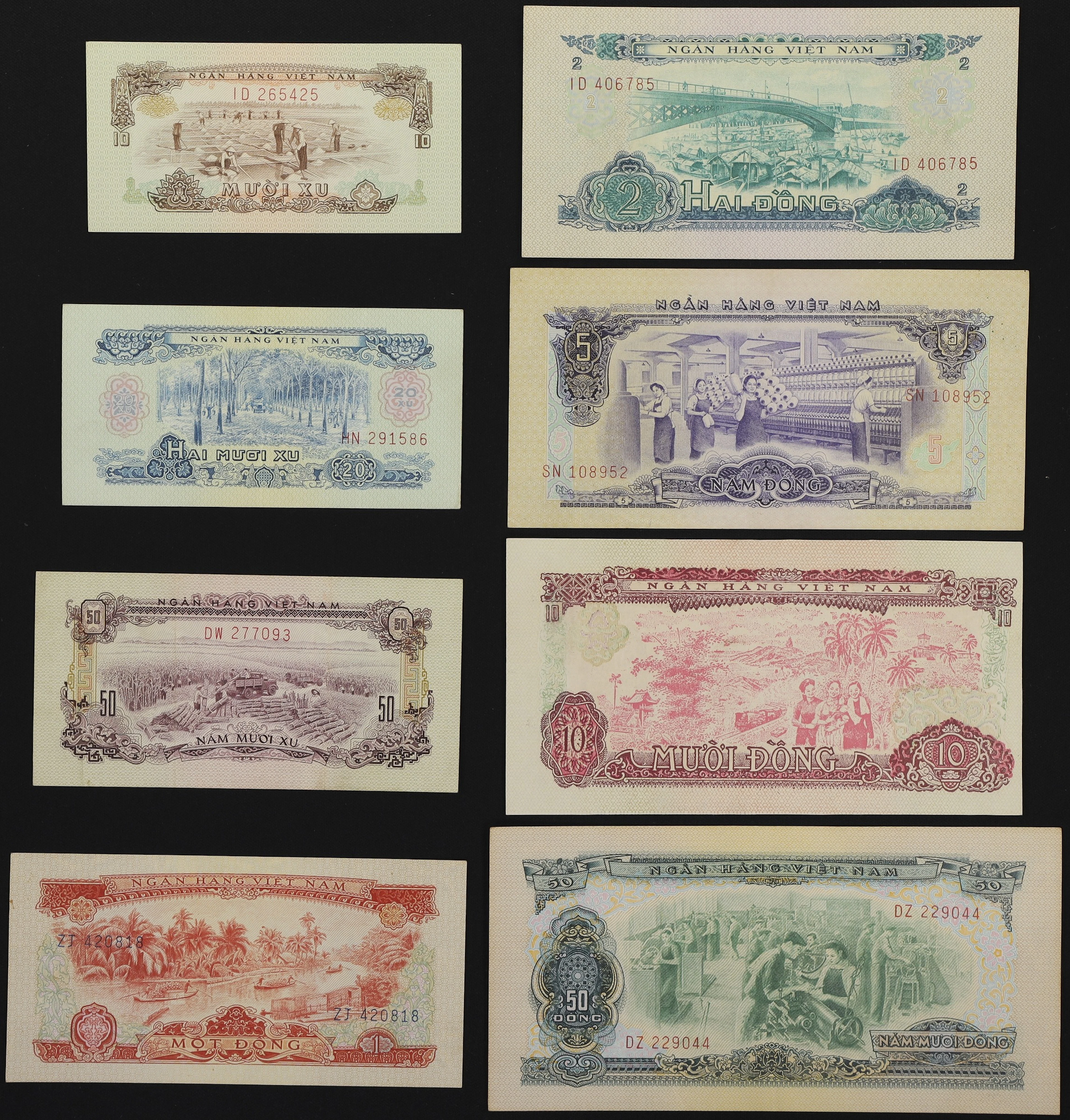 VIETNAM, SOUTH. Lot of (8). Vietnamese State Banknote. 10, 20, 50