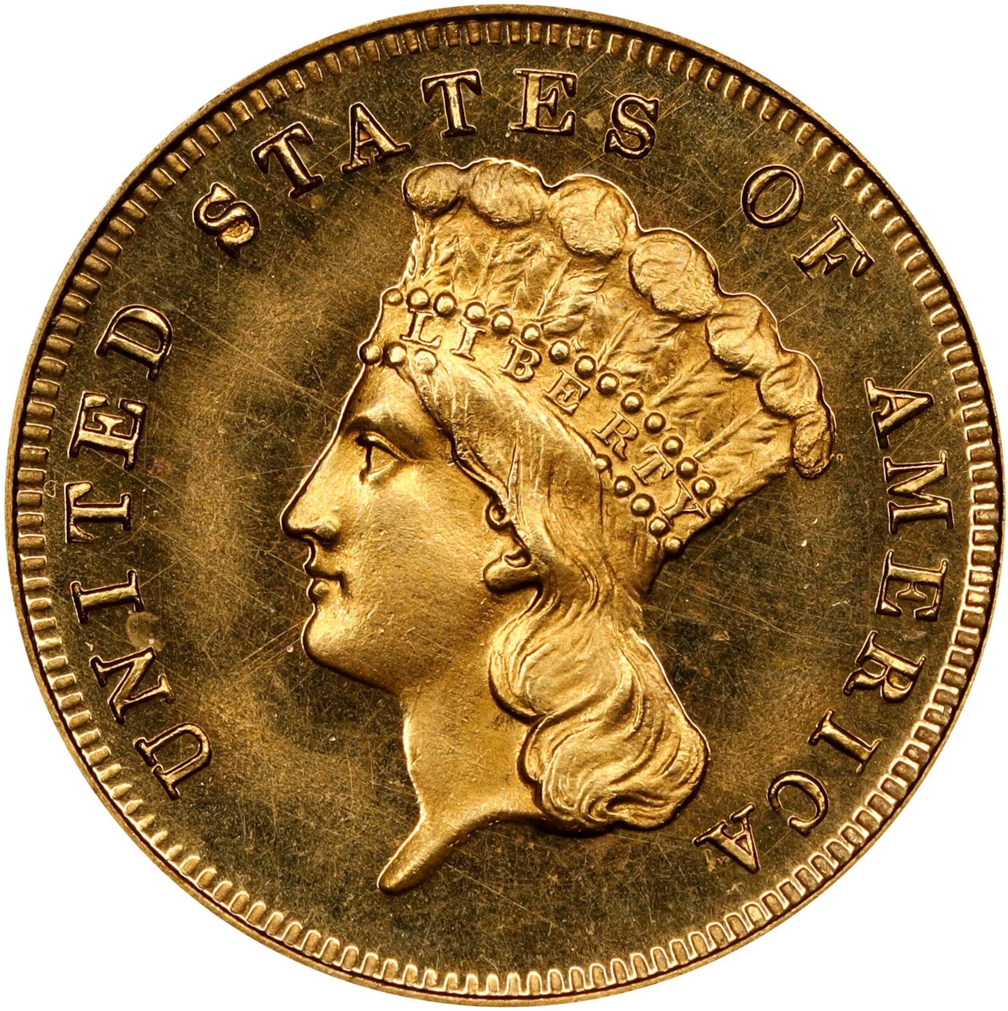 1875 Three-Dollar Gold Piece. JD-1. Rarity-6. Proof-64 Cameo (PCGS). CAC. CMQ.