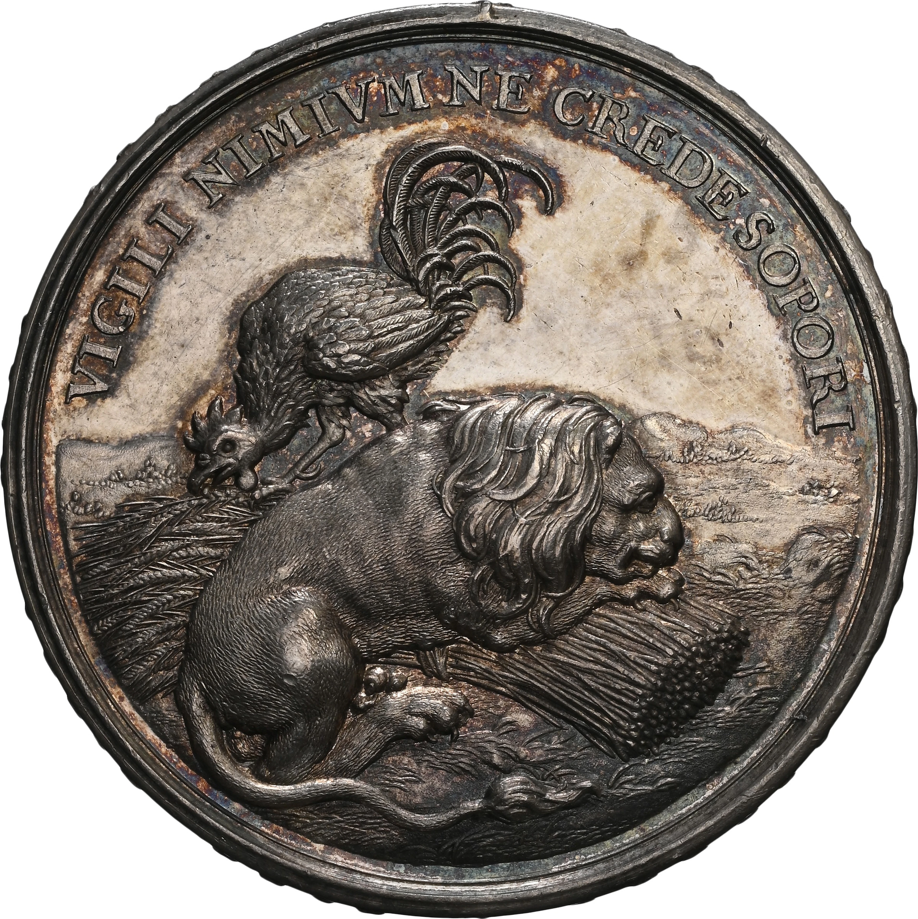 SWEDEN. Relations with France Silver Medal, ND (1680-85). Karl XI. NGC MS-61.