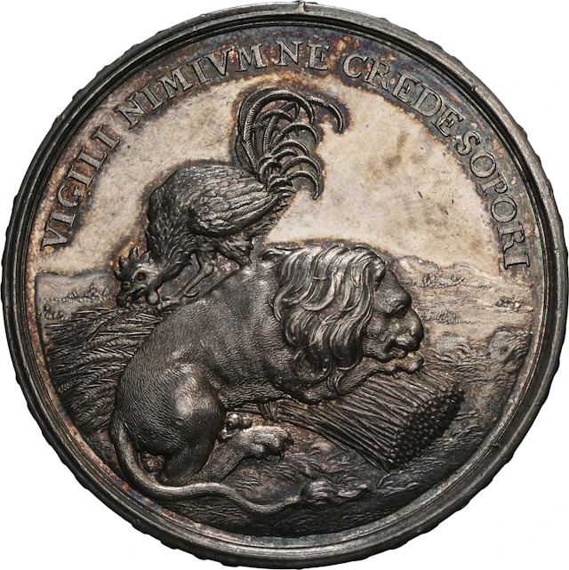 SWEDEN. Relations with France Silver Medal, ND (1680-85). Karl XI. NGC MS-61.