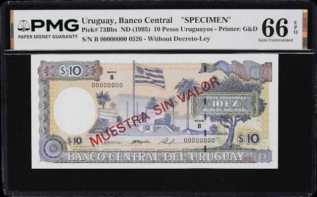 URUGUAY. Banco Central del Uruguay. 10 Pesos Uruguayos, ND (1995).
