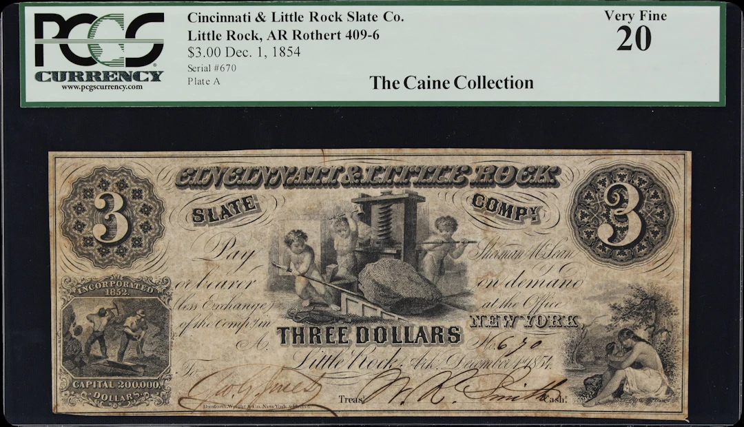 Little Rock, Arkansas. Cincinnati & Little Rock Slate Company. 1854