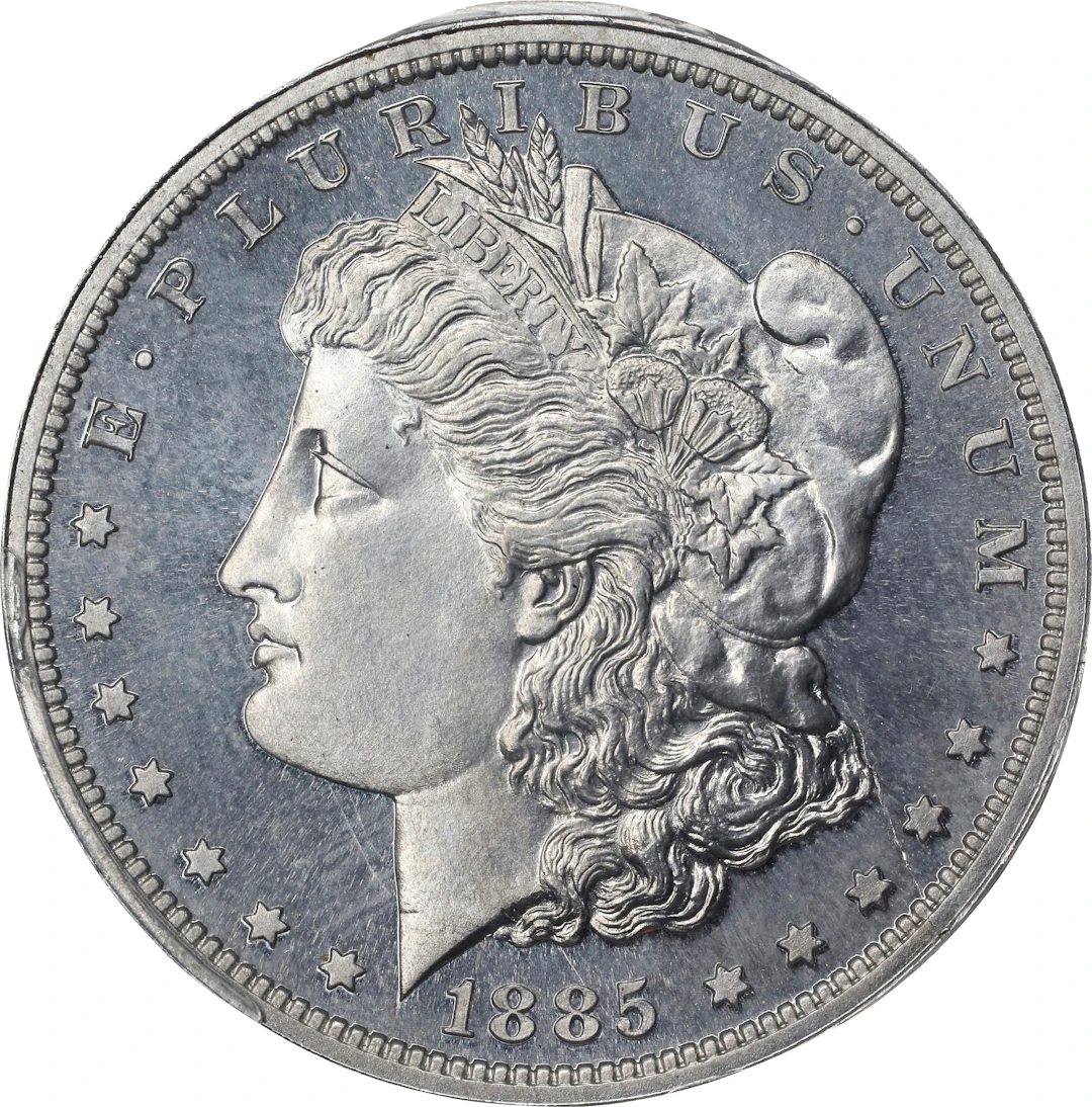 1885 Pattern Morgan Dollar. Judd-1749, Pollock-1961. Rarity-7-. Aluminum.