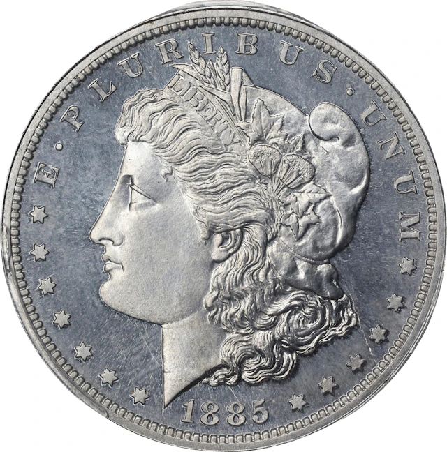 1885 Pattern Morgan Dollar. Judd-1749, Pollock-1961. Rarity-7-. Aluminum.