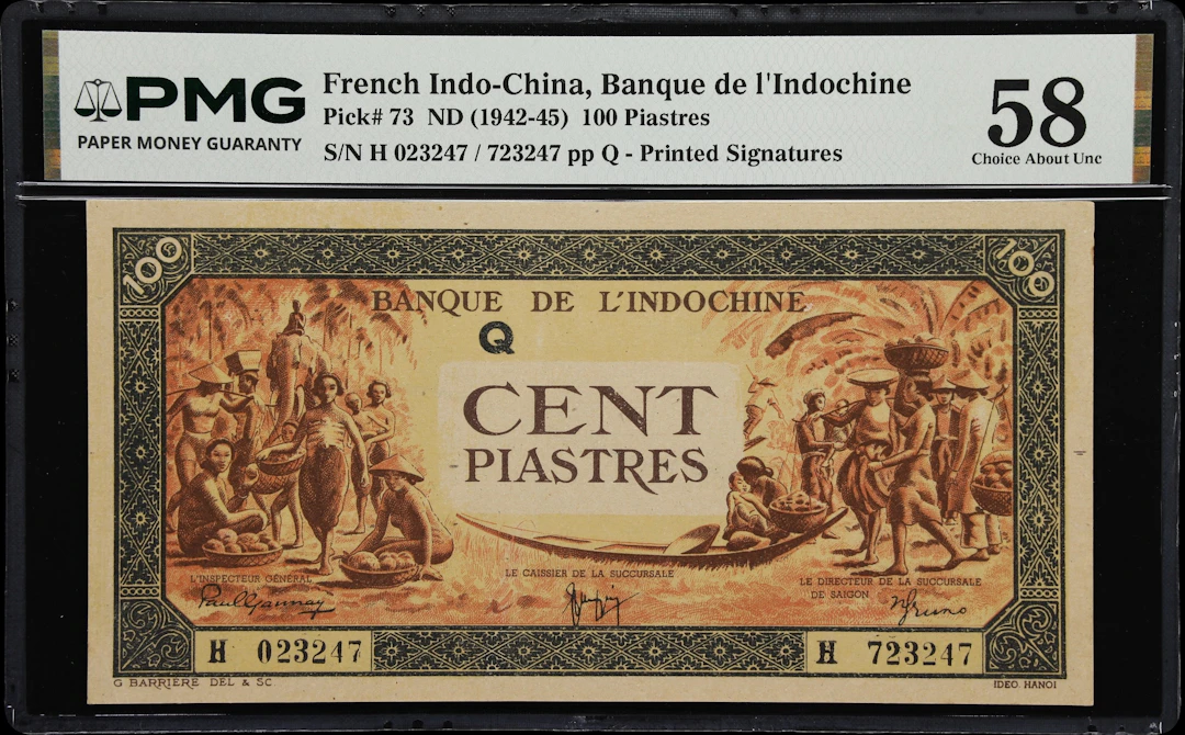 FRENCH INDO-CHINA. Banque de l'Indochine. 100 Piastres, ND (1942-45).