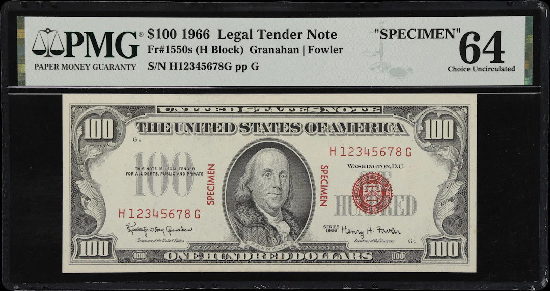 Fr. 1550s. 1966 $100 Legal Tender Note. PMG Choice Uncirculated 64.