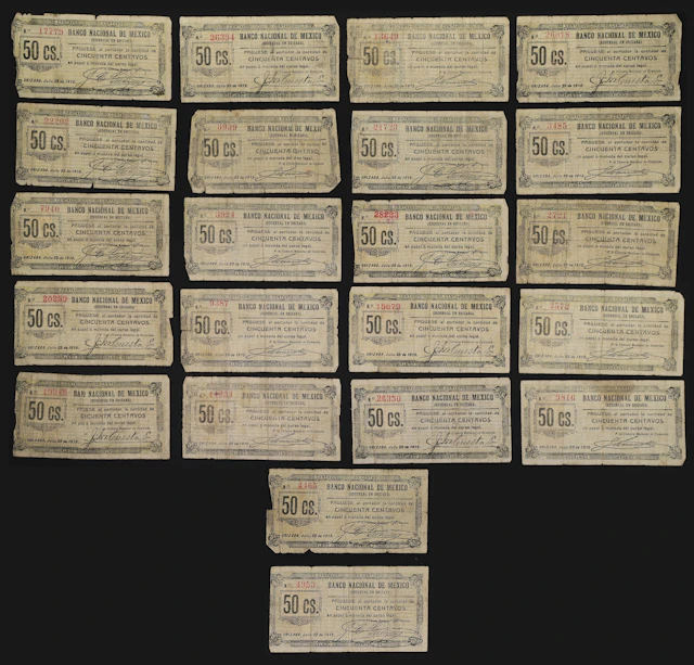 MEXICO--REVOLUTIONARY. Lot of (22). Banco Nacional de Mexico Sucursal