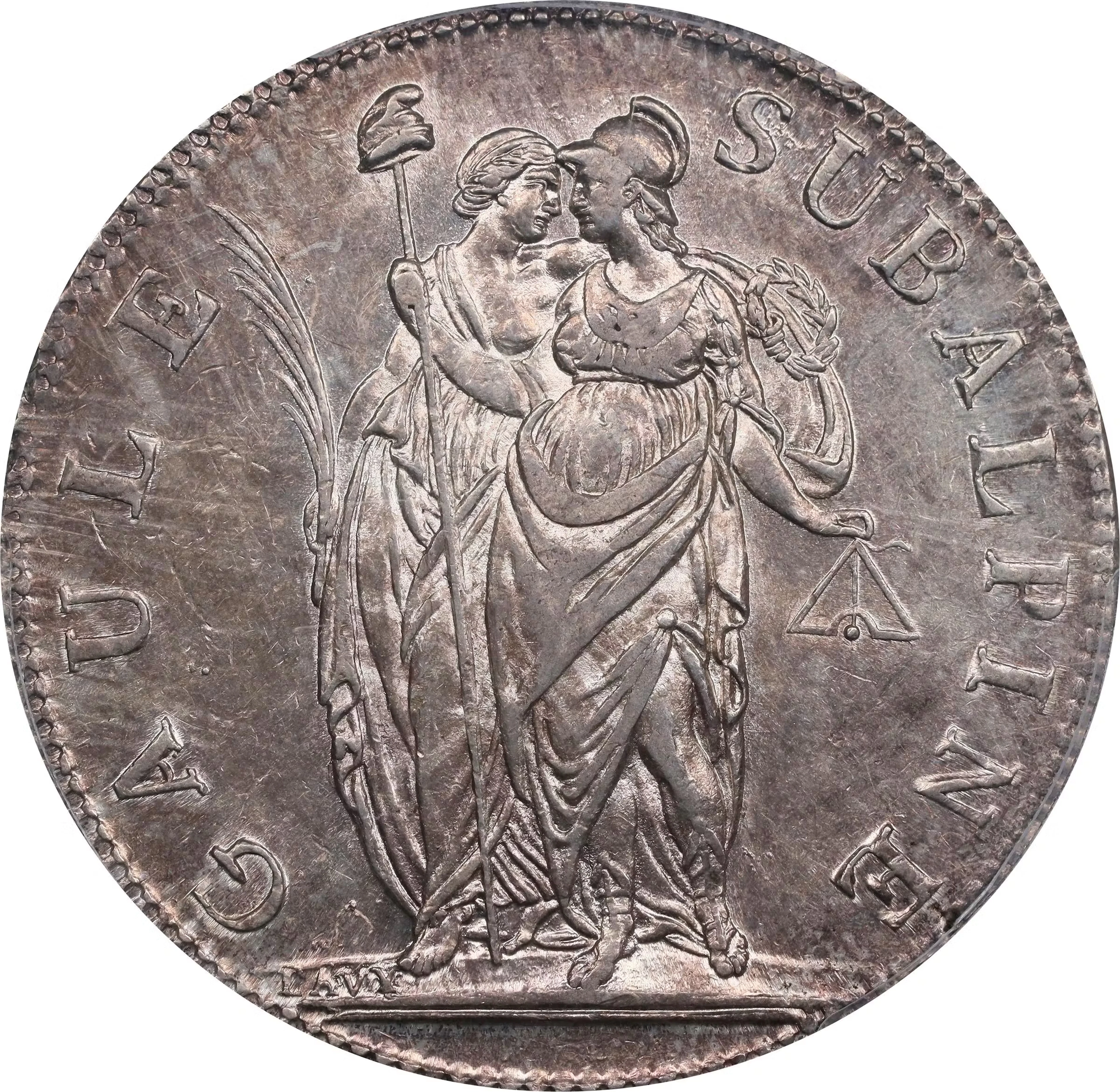 ITALY. Piedmont-Subalpine Republic. 5 Francs, Year 10 (1801). Turin
