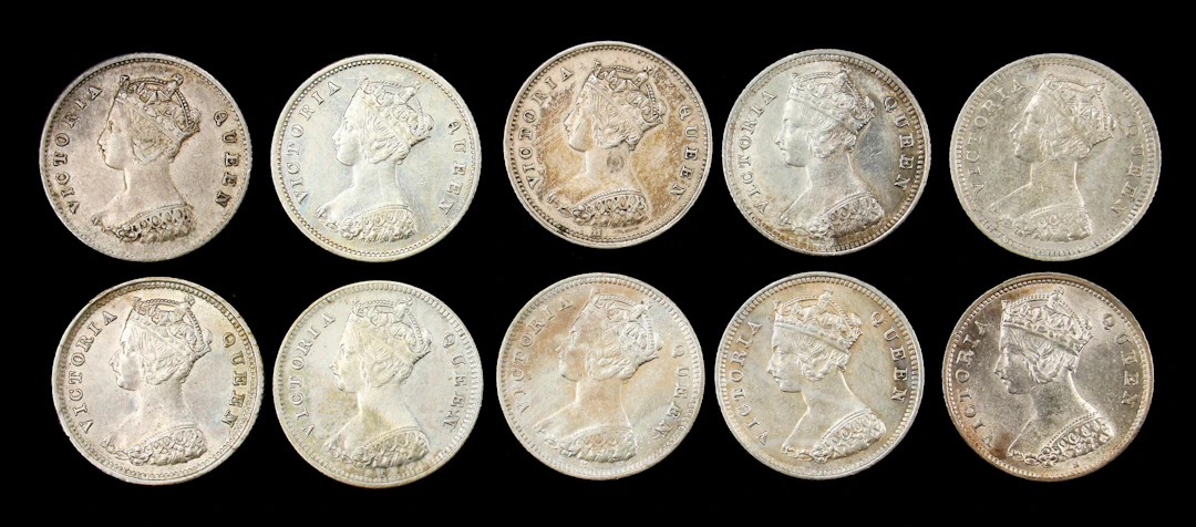 (t) HONG KONG (SAR). Group of 10 Cents (10 Pieces), 1868-1900. Victoria.