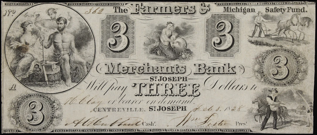 St. Joseph, Michigan. Farmers & Merchants Bank of St. Joseph. 1838