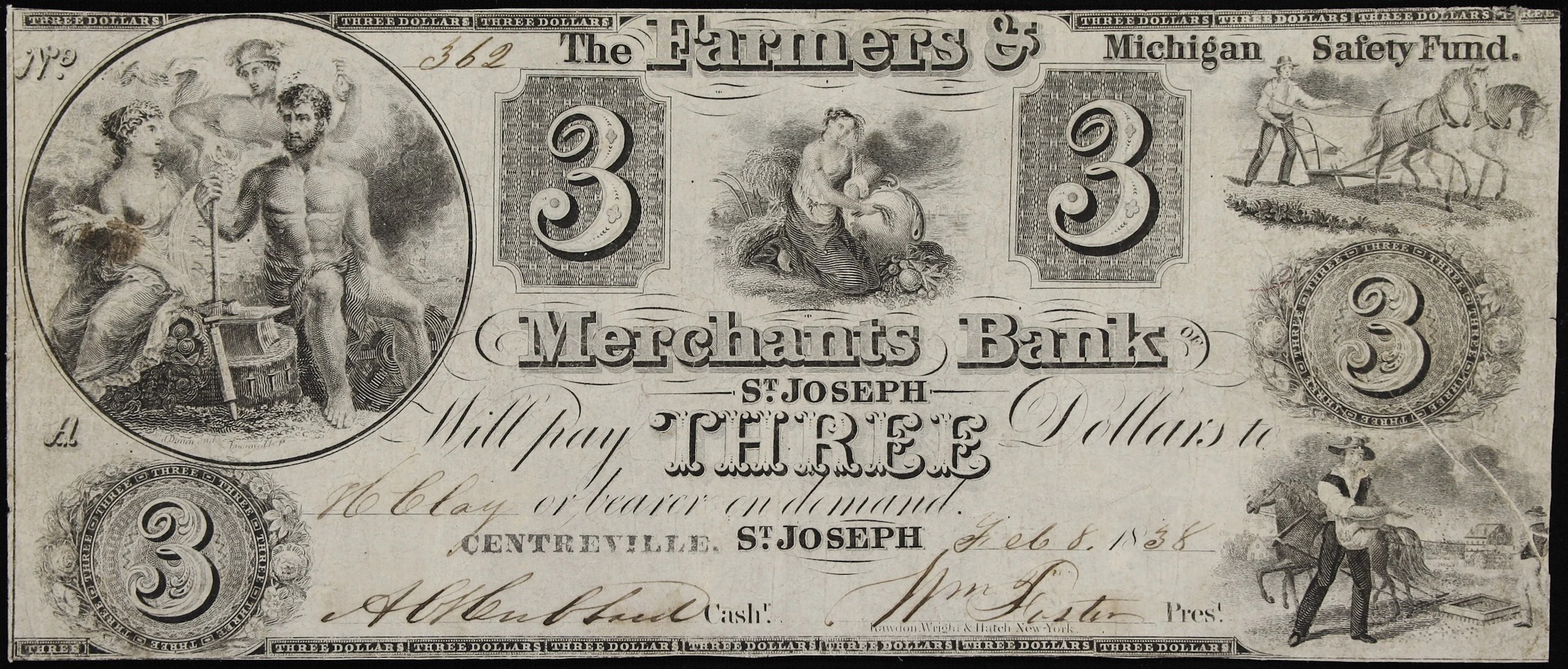 St. Joseph, Michigan. Farmers & Merchants Bank of St. Joseph. 1838