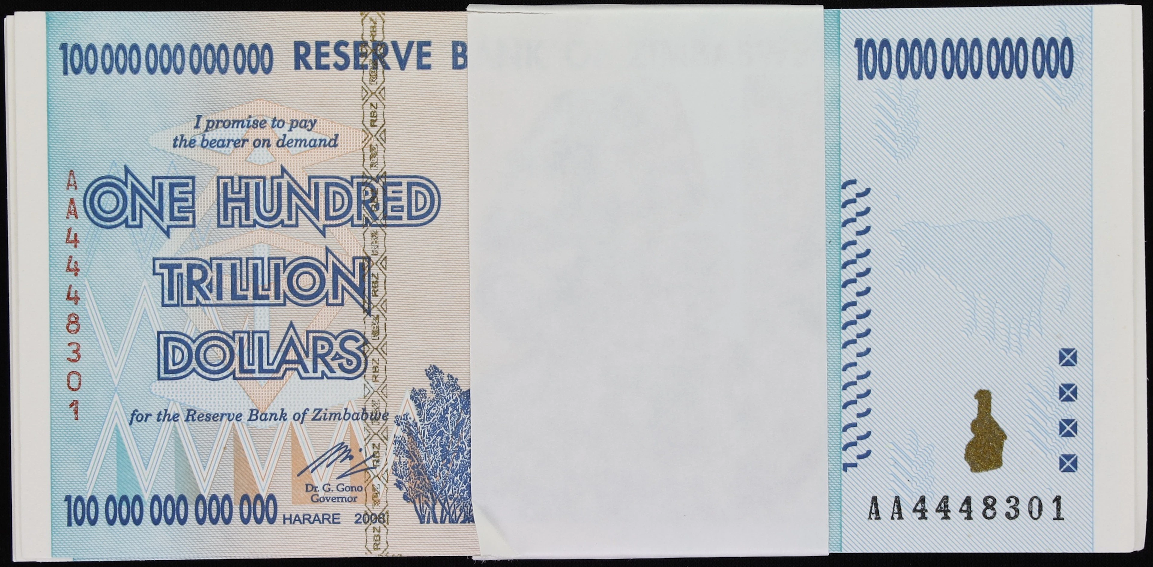 ZIMBABWE. Pack of (100). Reserve Bank of Zimbabwe. 100 Trillon Dollars