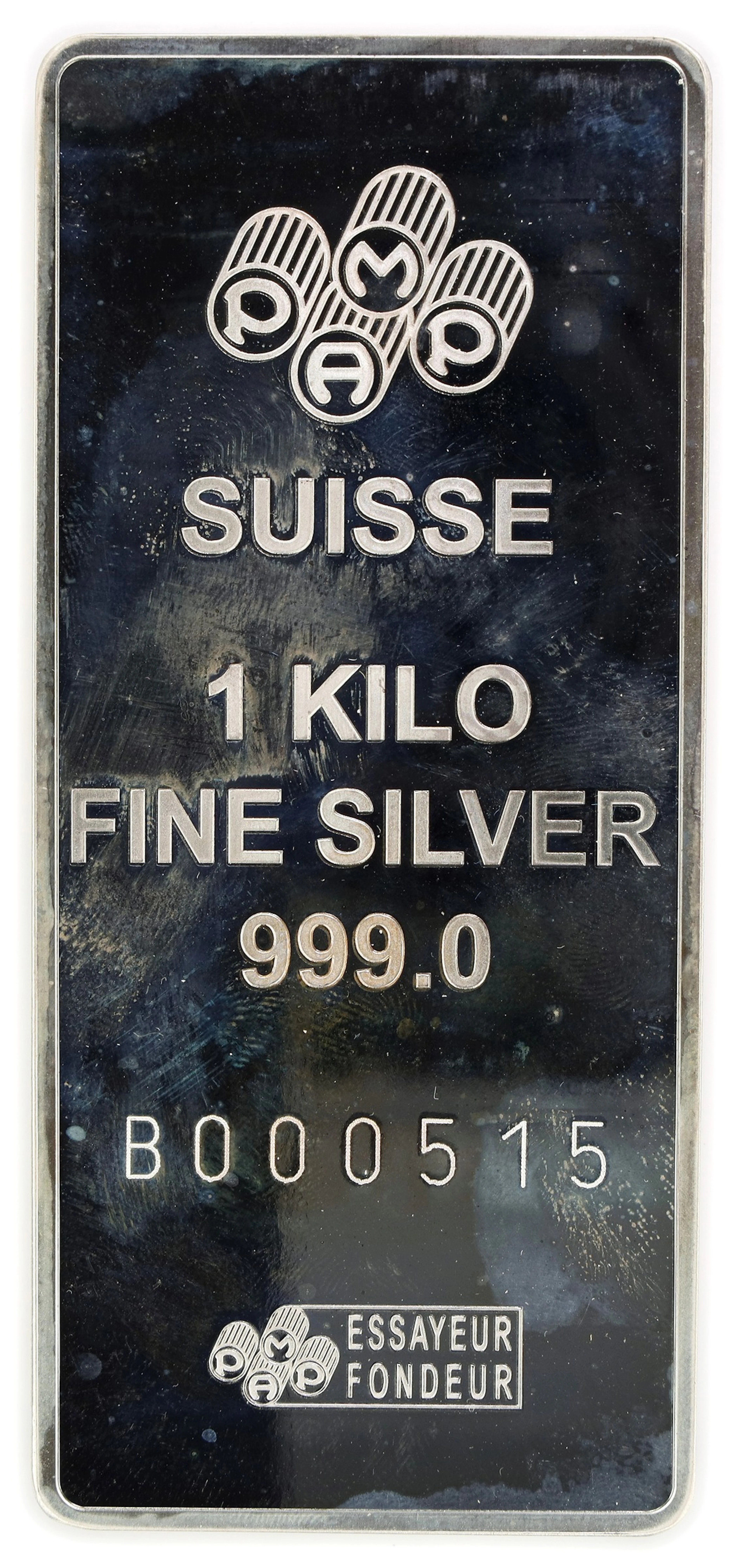(32.151 oz, 1000 g ASW). PAMP 1 Kilo Silver Bar.