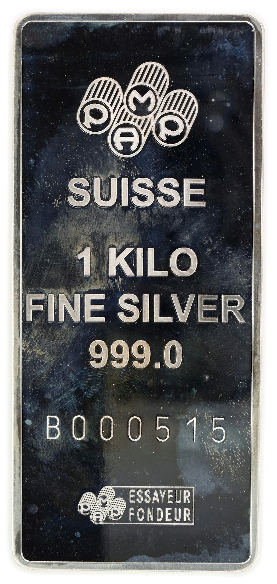 (32.151 oz, 1000 g ASW). PAMP 1 Kilo Silver Bar.