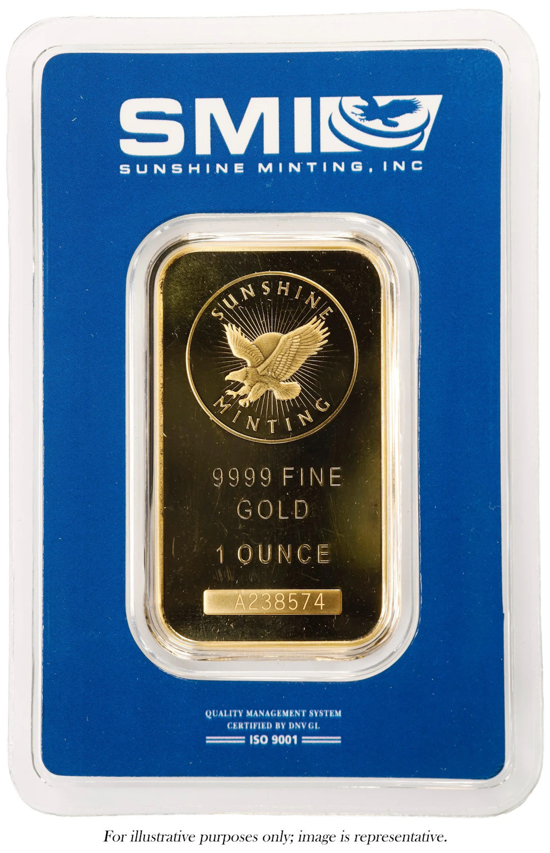 (1 oz, 31.104 g AGW). Sunshine Minting 1 oz Gold Bar.