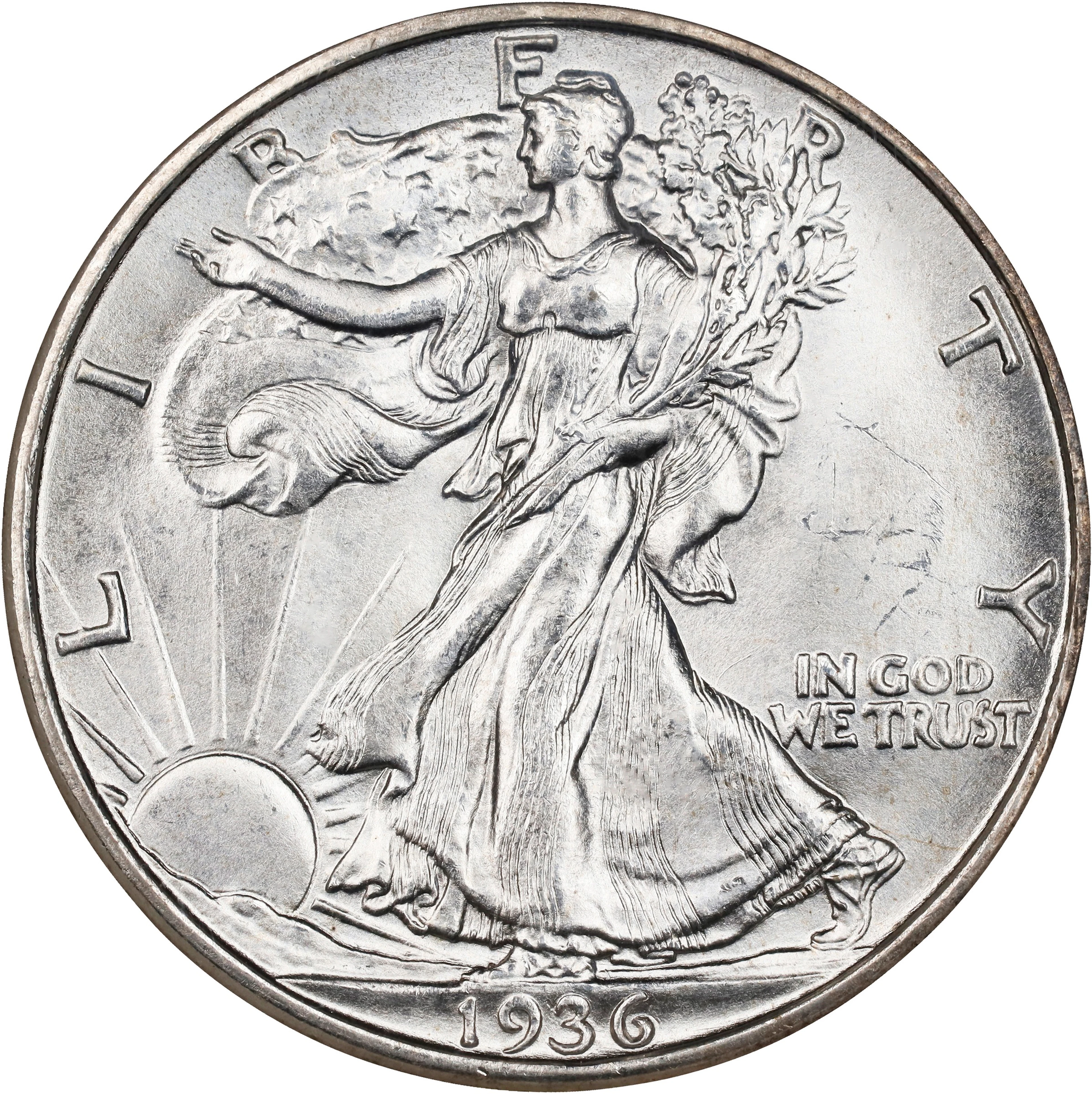 1936-D Walking Liberty Half Dollar. MS-66 (NGC).