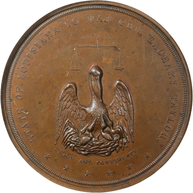 Undated (1847) State of Louisiana Medal to Major General Zachary Taylor.