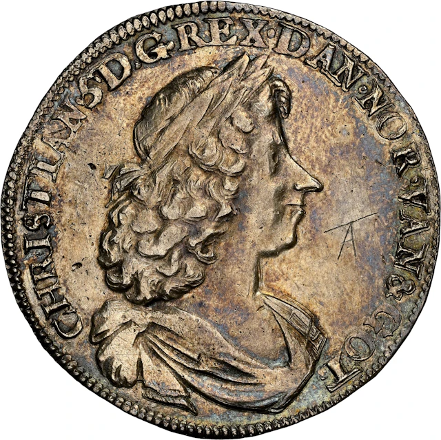 NORWAY. Speciedaler, 1677. Christiania Mint. Christian V. NGC Unc