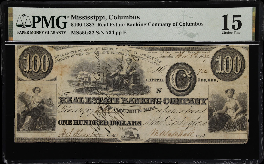 Columbus, Mississippi. Real Estate Banking Company of Columbus. 1837
