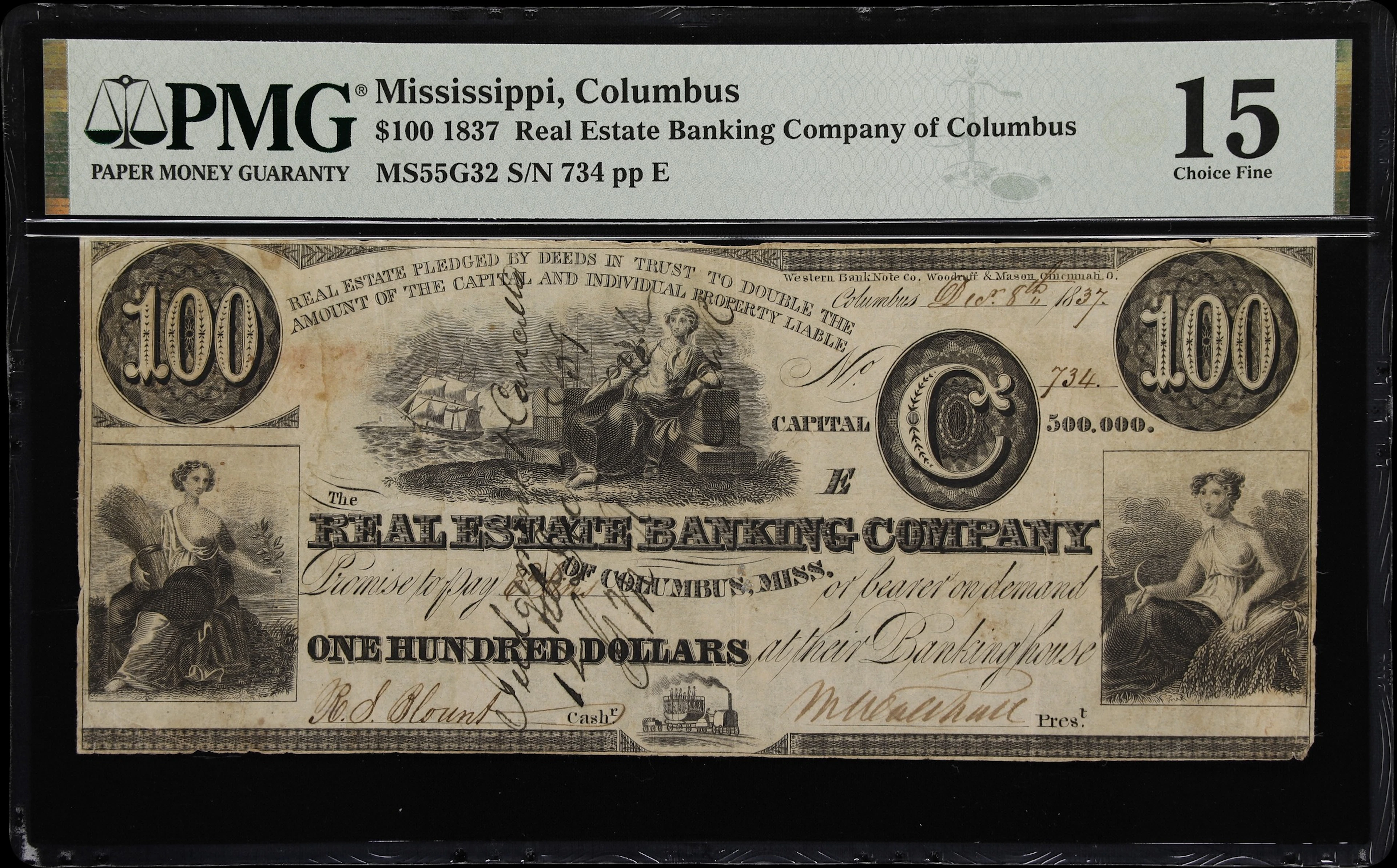 Columbus, Mississippi. Real Estate Banking Company of Columbus. 1837