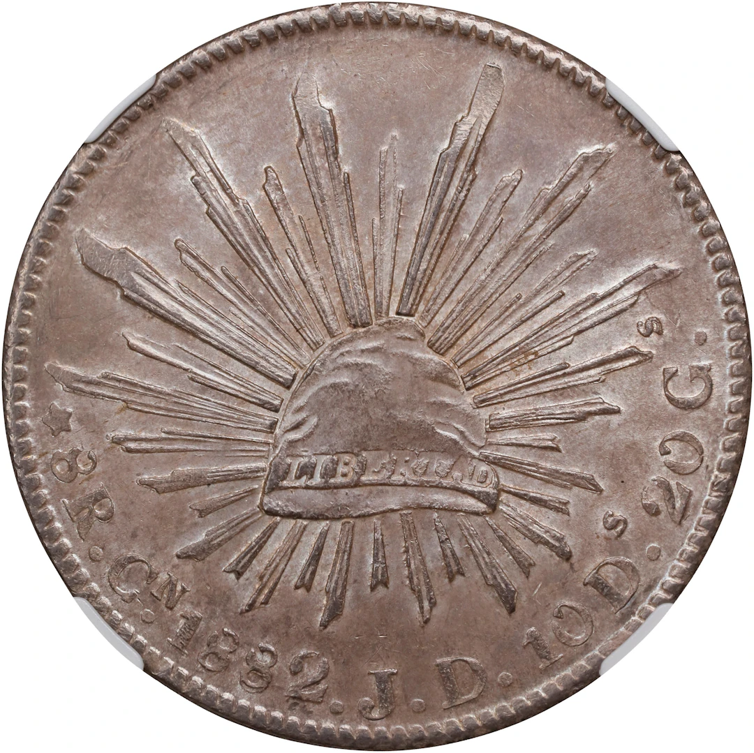 MEXICO. 8 Reales, 1882-Cn JD. Culiacan Mint. NGC MS-63.