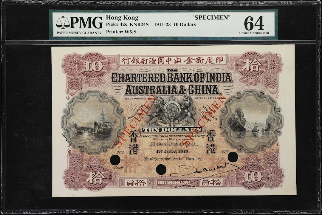 HONG KONG (SAR). Chartered Bank of India, Australia & China. 10 Dollars