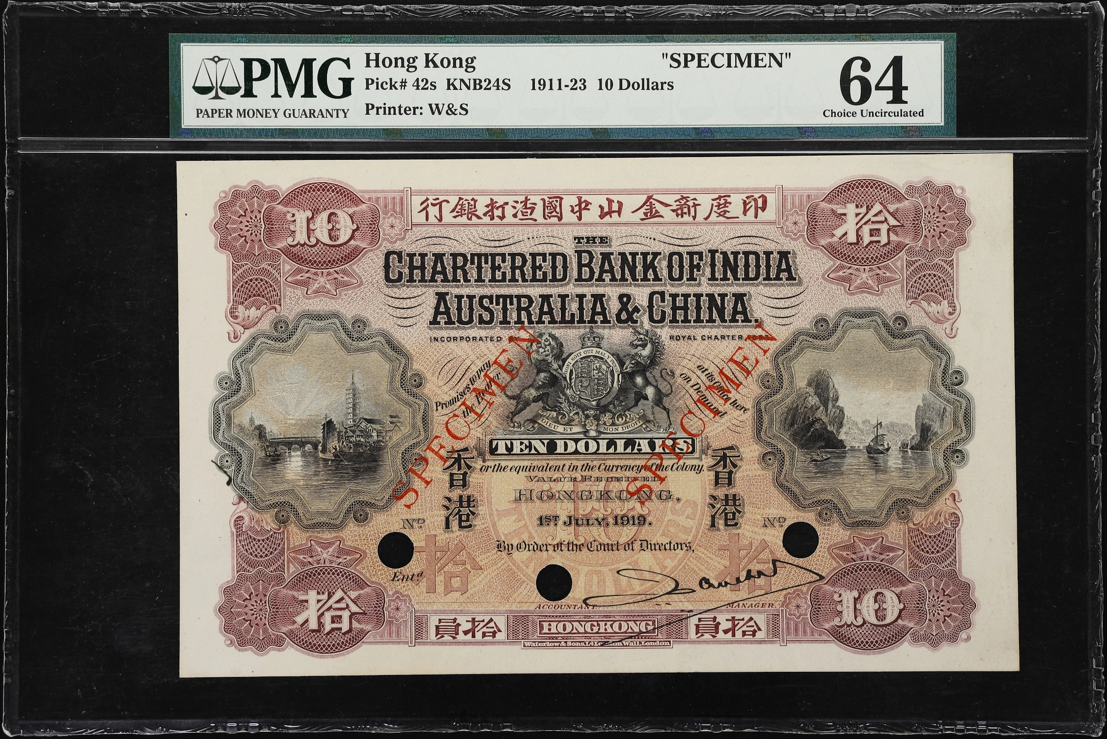 HONG KONG (SAR). Chartered Bank of India, Australia & China. 10 Dollars