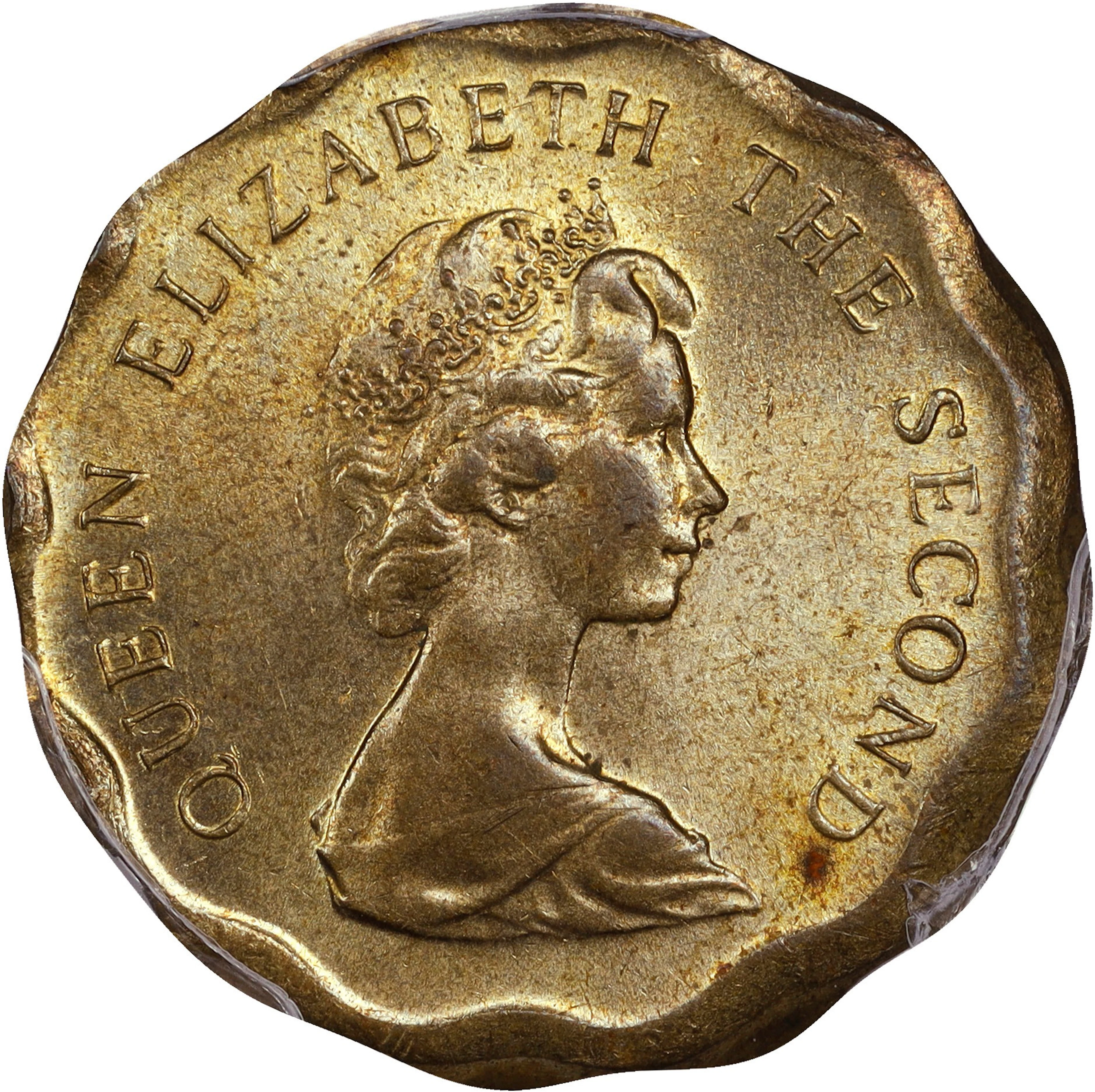 (t) HONG KONG (SAR). Mint Error -- Partial Collar Strike -- 20 Cents