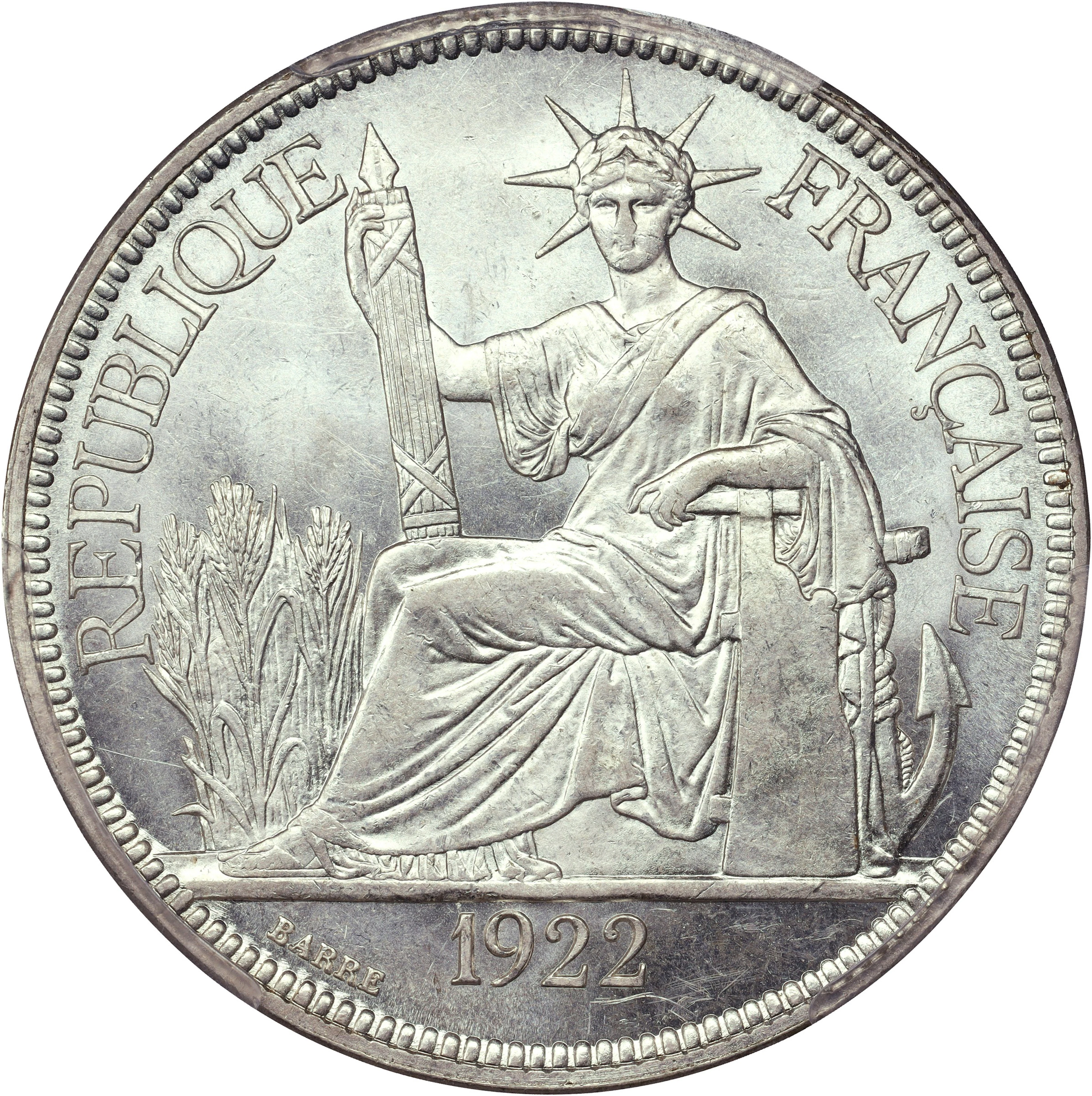 FRENCH INDO-CHINA. Piastre, 1922. San Francisco Mint. PCGS MS-63.