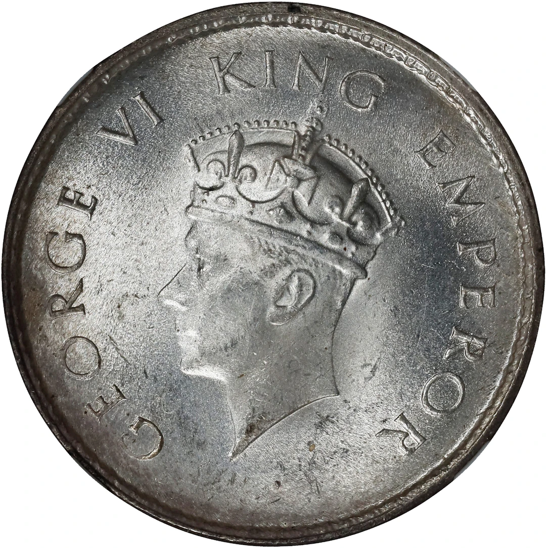 INDIA. 1/2 Rupee, 1939-(C). Calcutta Mint. George VI. NGC MS-64.
