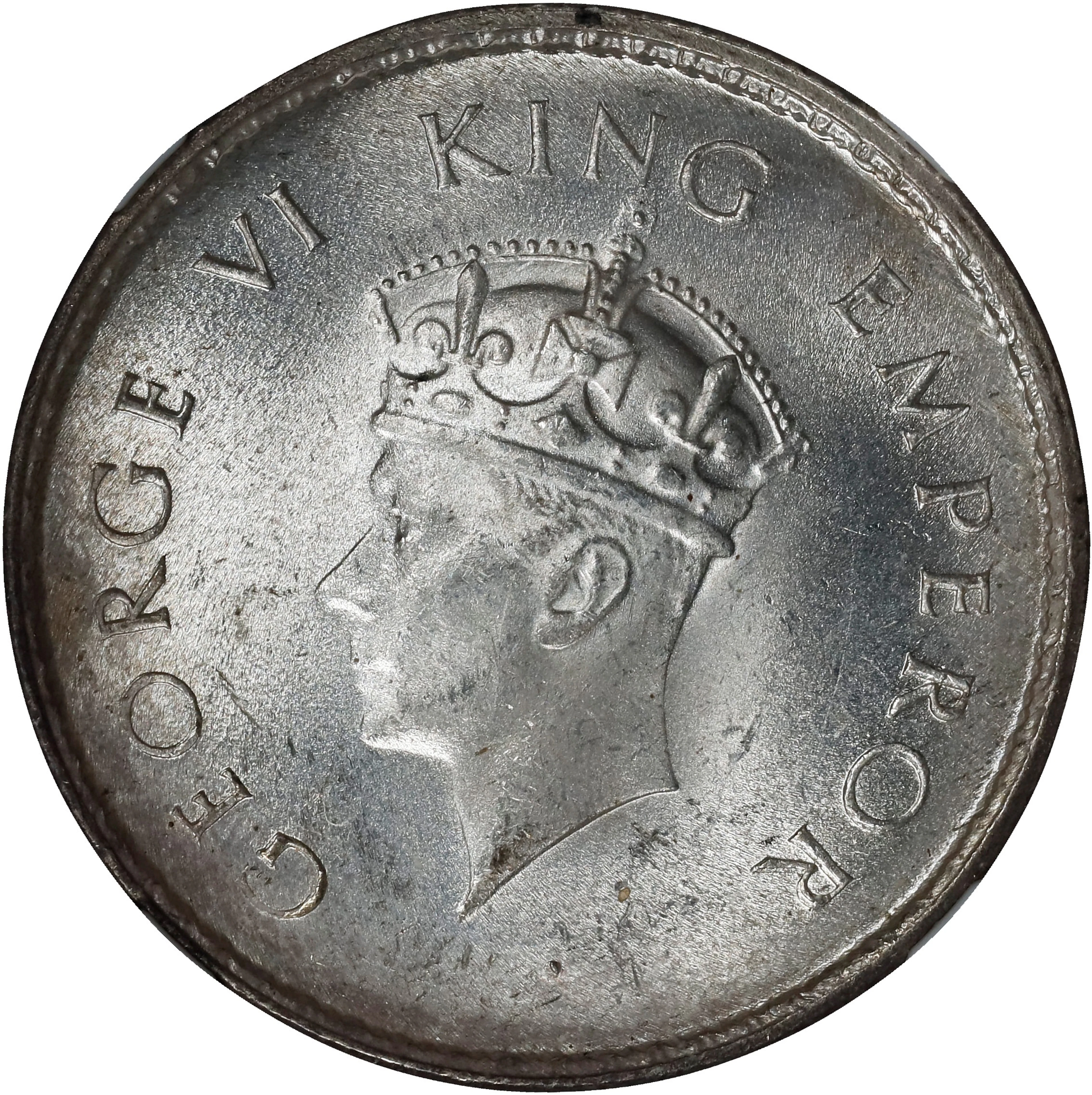 INDIA. 1/2 Rupee, 1939-(C). Calcutta Mint. George VI. NGC MS-64.