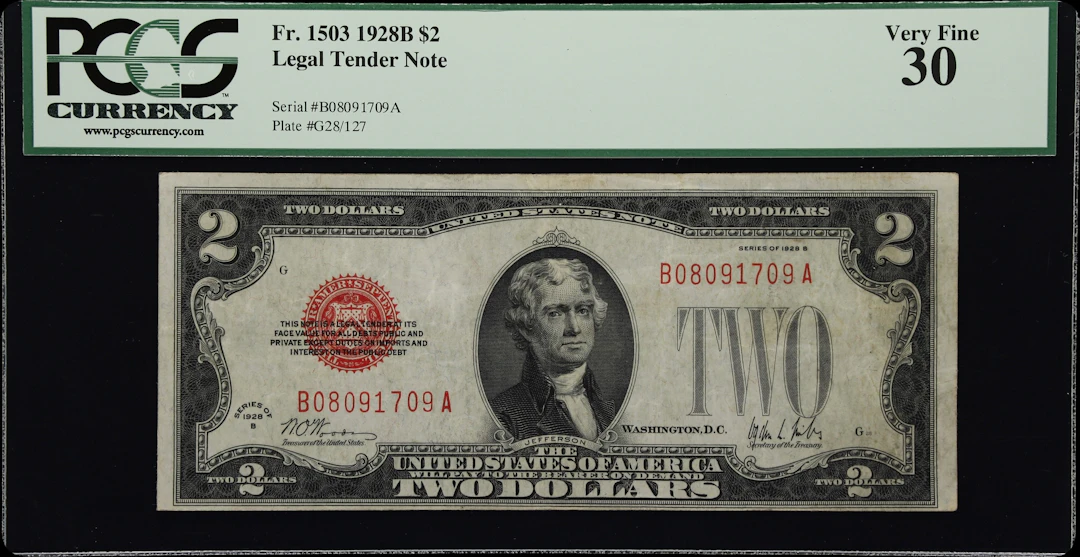 Fr. 1503. 1928B $2 Legal Tender Note. PCGS Currency Very Fine 30.