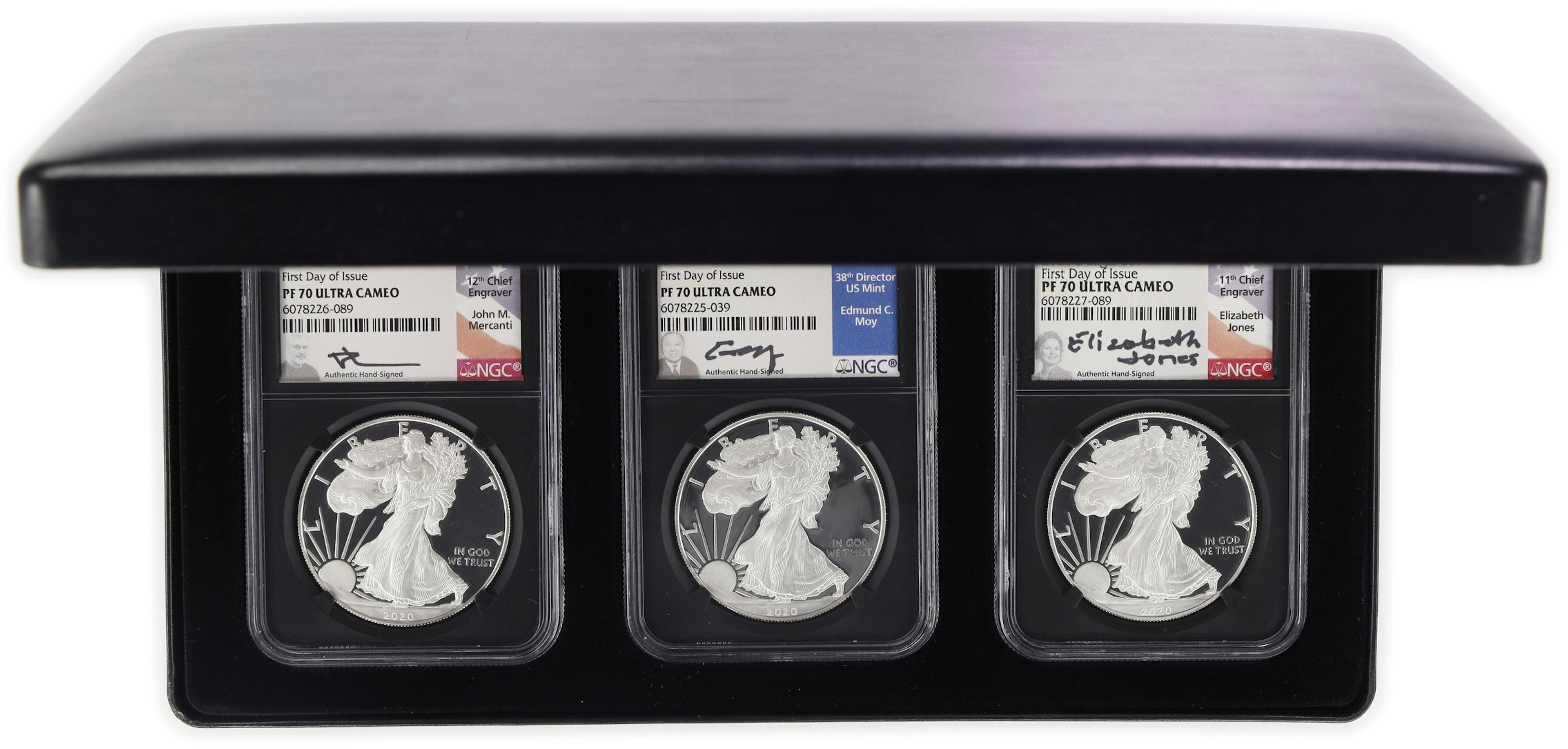 (3 oz, 93.312 g ASW). 2020-S American Silver Eagle Three-Piece Set.