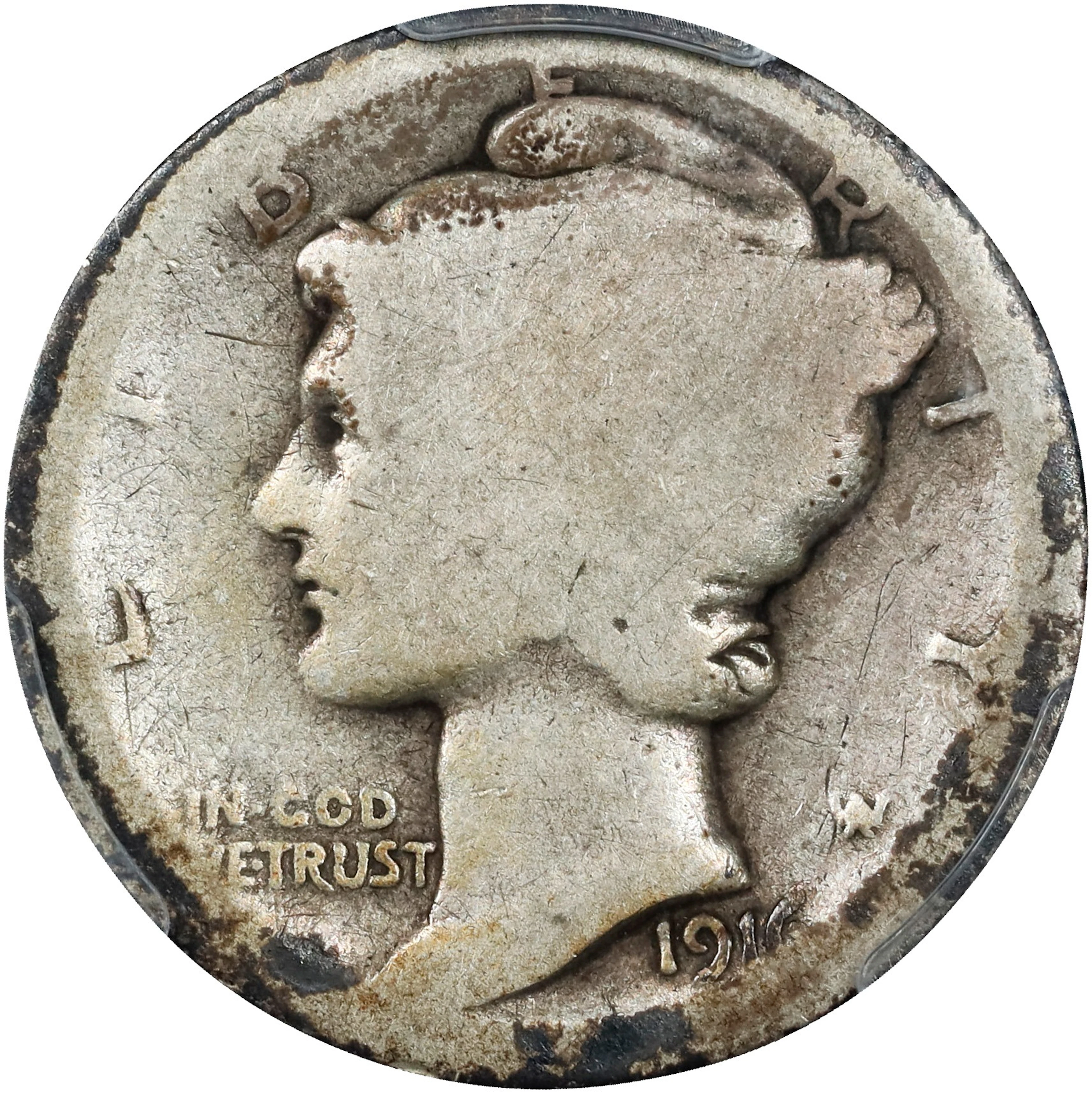 1916-D Mercury Dime. Fair-2 (PCGS).