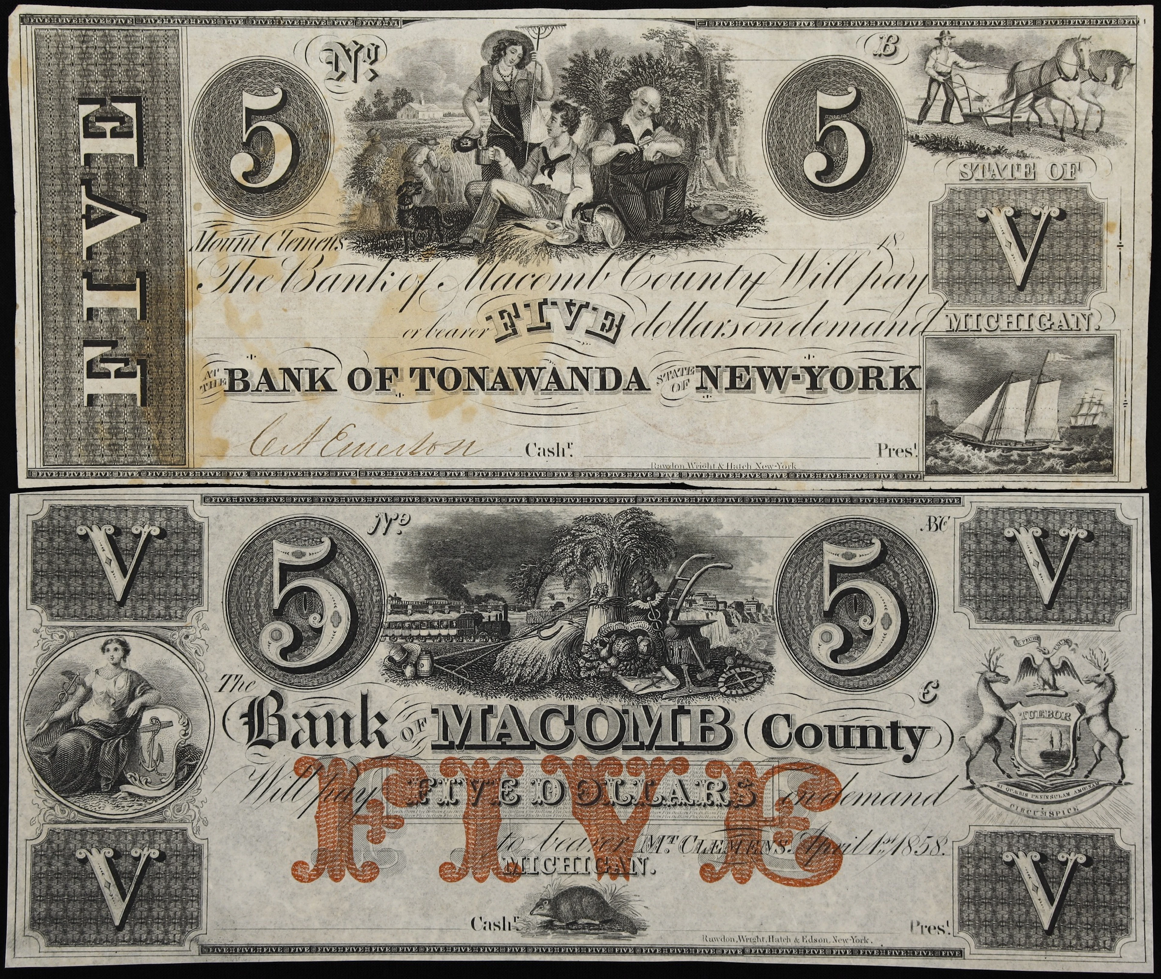 Lot of (2) Mount Clemens, Michigan. Bank of Macomb County & Bank of