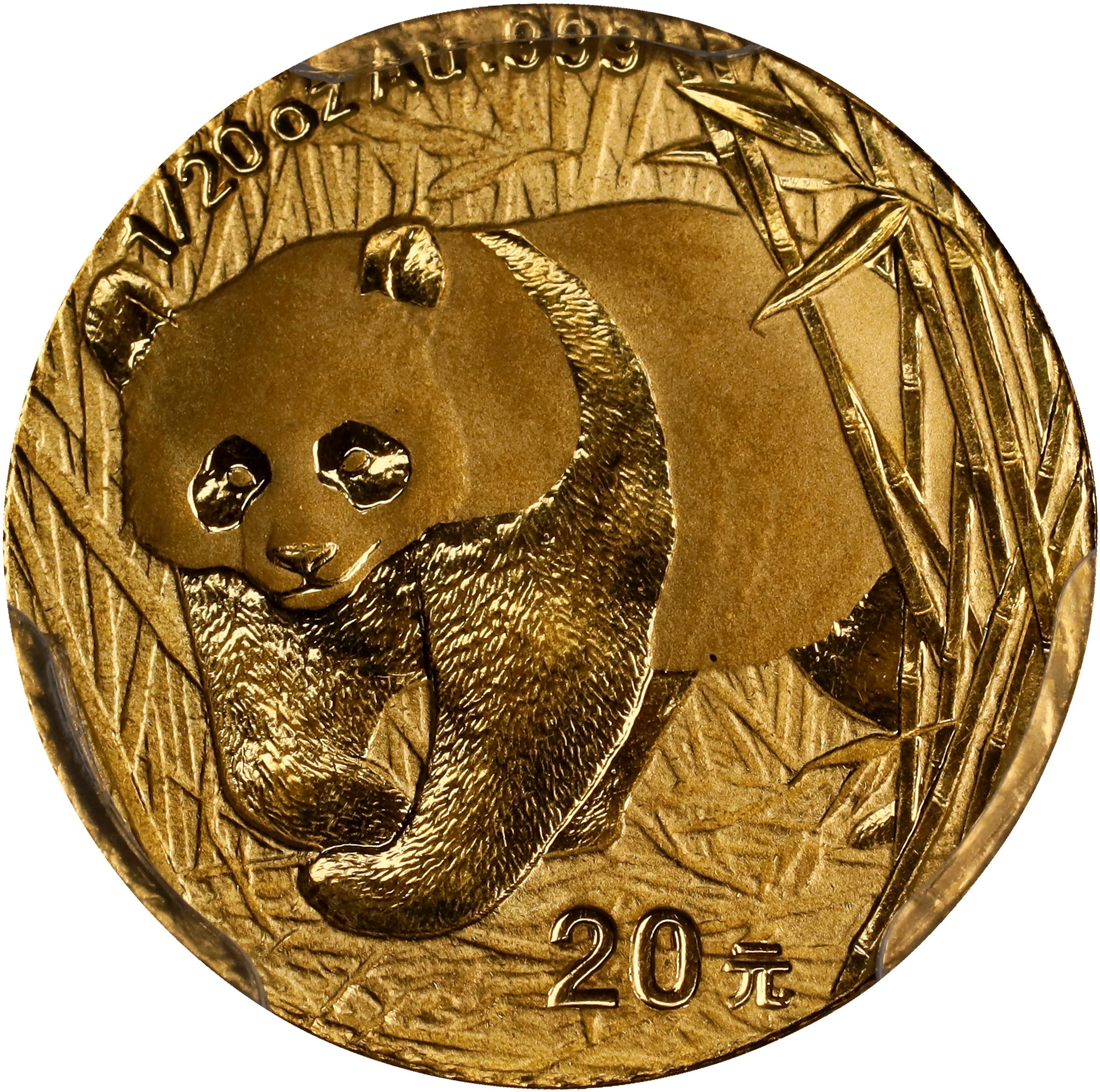 CHINA. Gold 20 Yuan, 2002. Panda Series. PCGS MS-69.