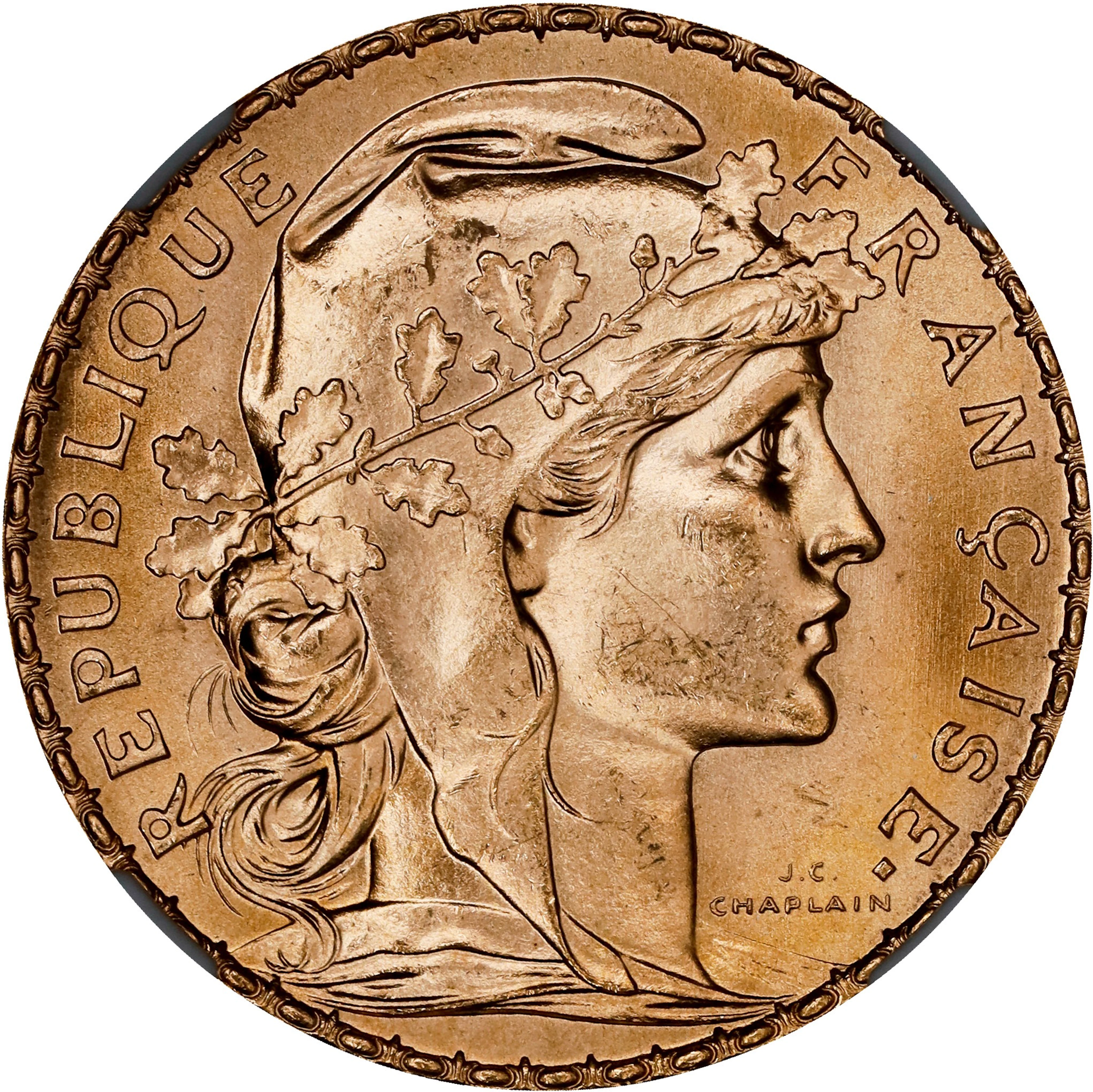 FRANCE. 20 Francs, 1907. Paris Mint. NGC MS-67.