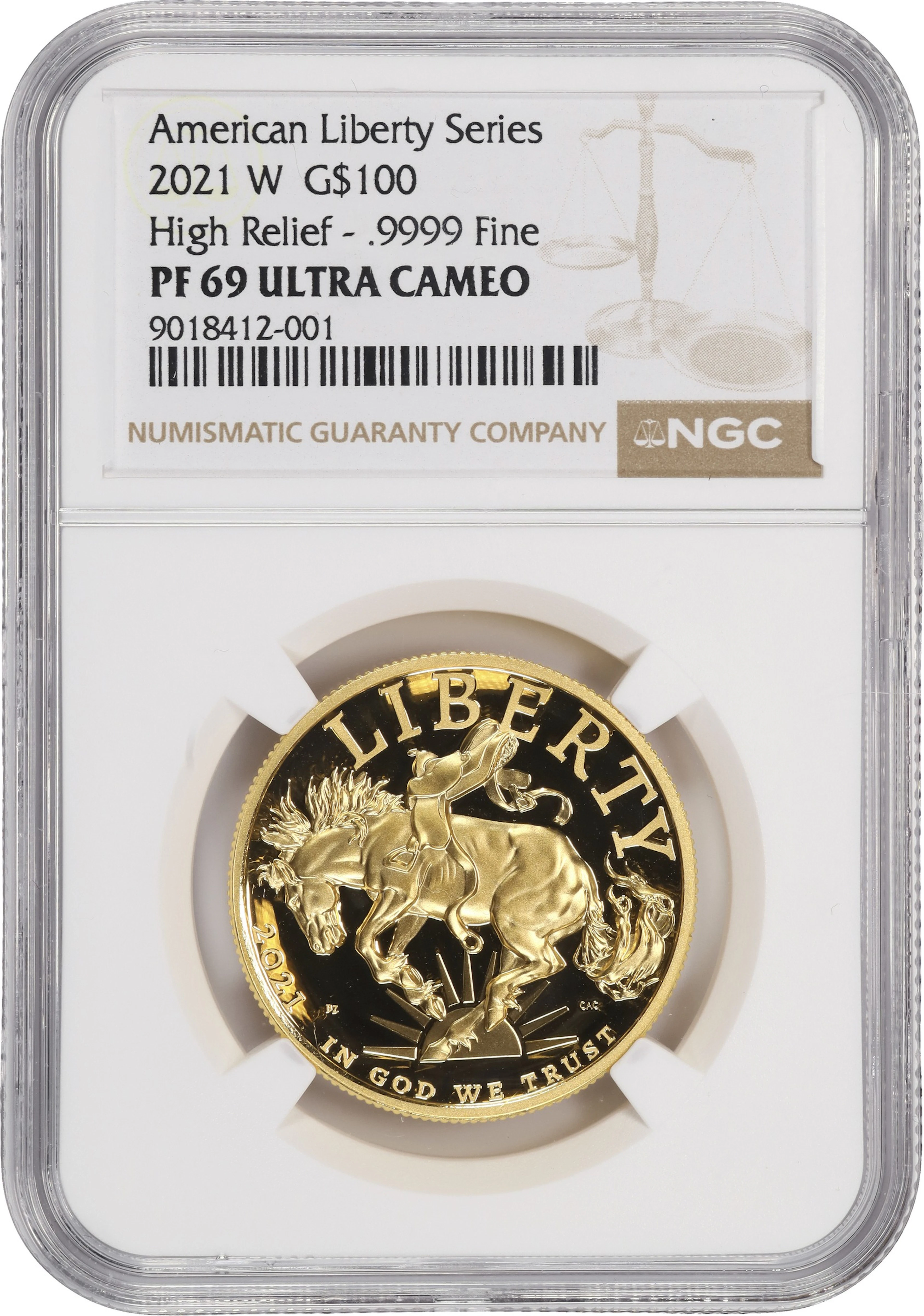 (1 oz, 31.104 g AGW). 2021-W American Liberty Series Gold $100. High