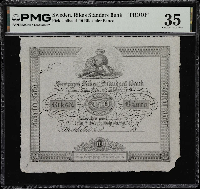 (◊) SWEDEN. Rikes Standers Bank. 10 Riksdaler Banco, ND (ca. 1836).