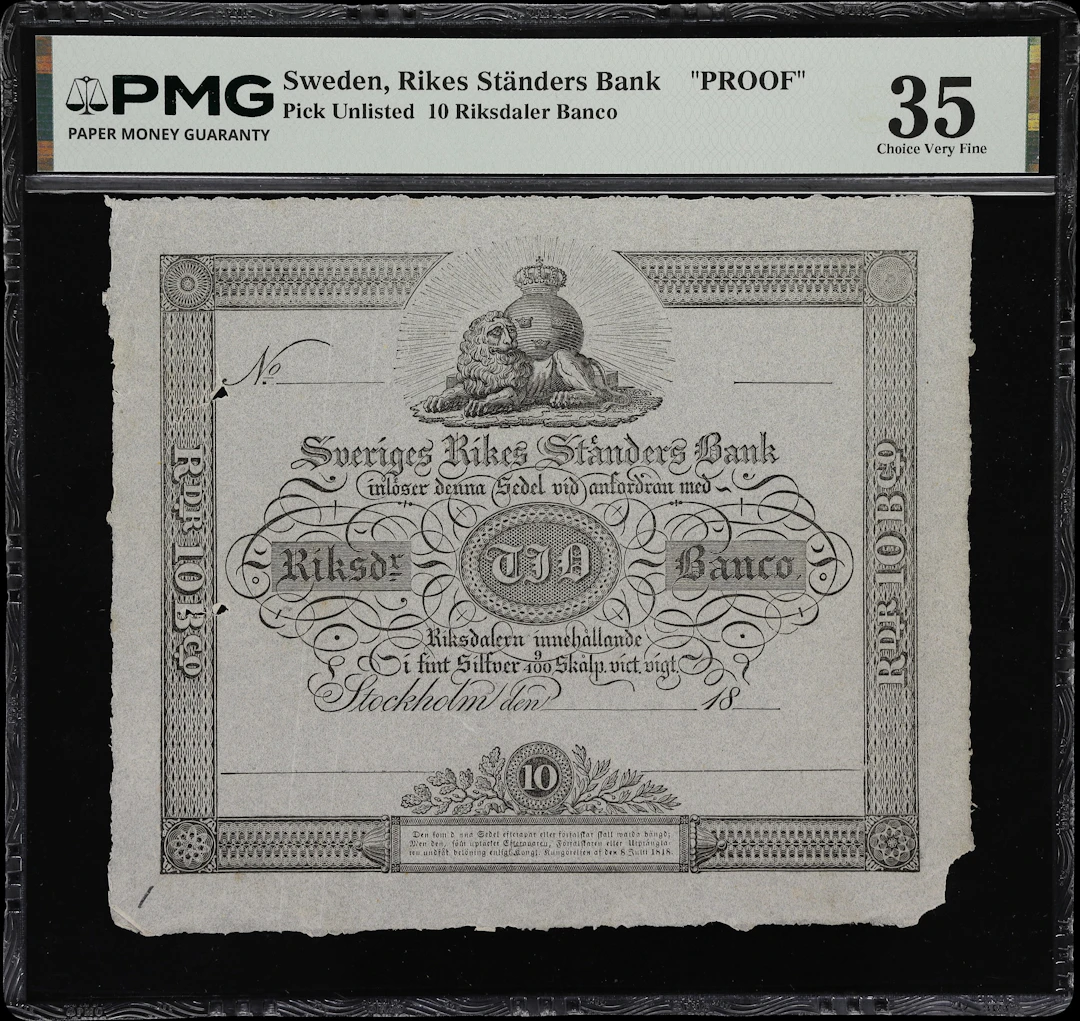 (◊) SWEDEN. Rikes Standers Bank. 10 Riksdaler Banco, ND (ca. 1836).
